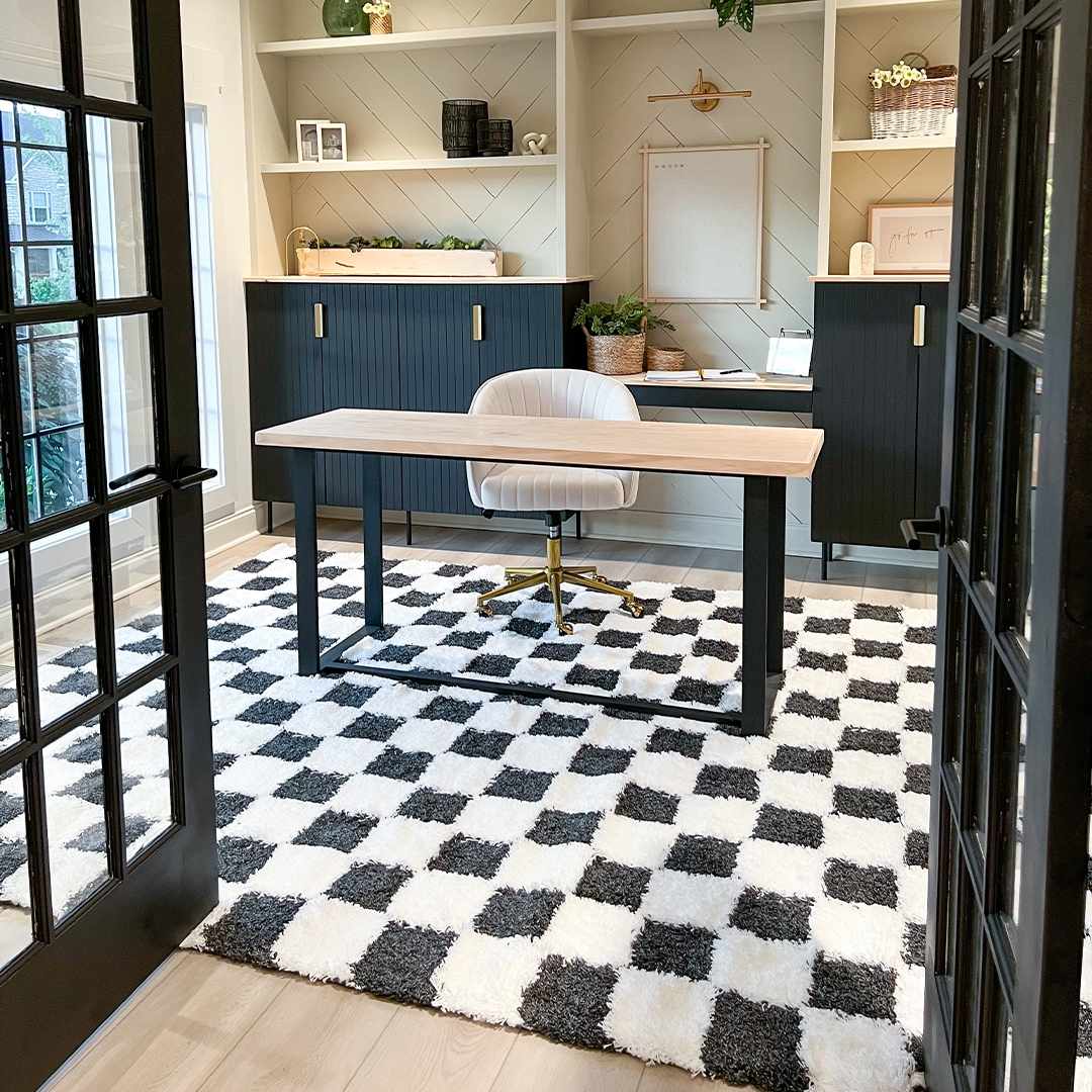 Boutique Rugs - Atira Black & White Checkered Area Rug - Image 3