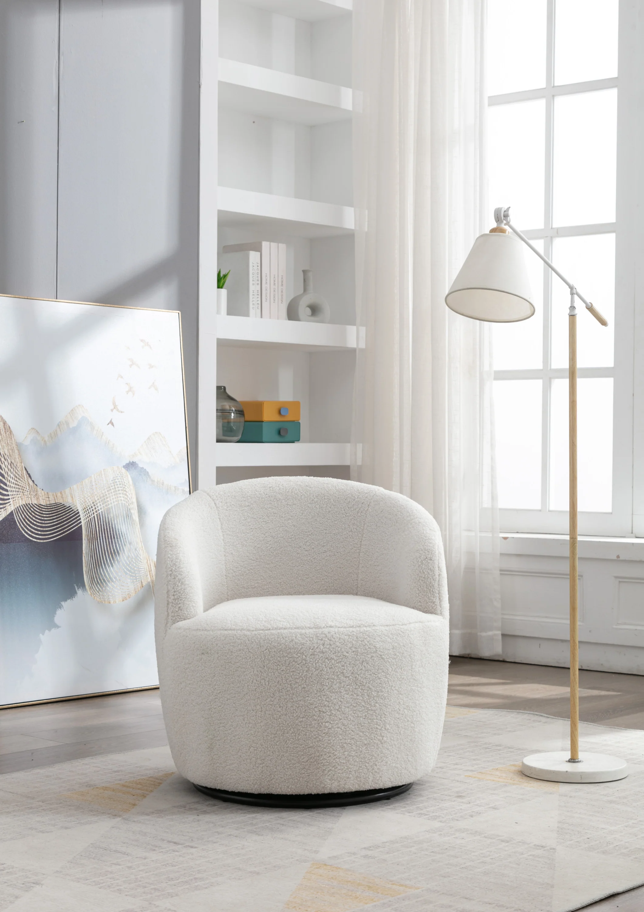 Walker Edison | Teddy Swivel Barrel Accent Armchair Chair - Image 2