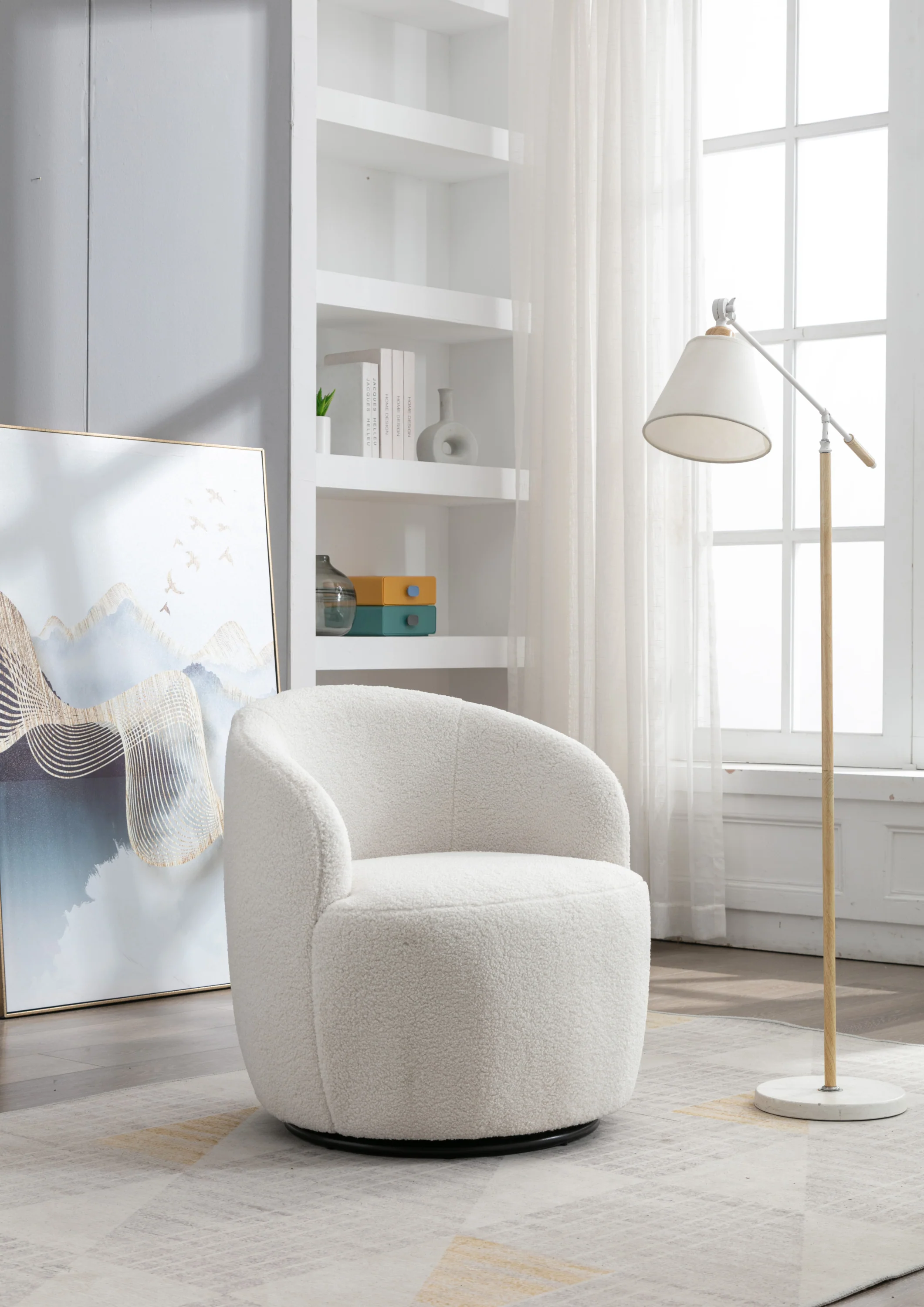 Walker Edison | Teddy Swivel Barrel Accent Armchair Chair - Image 3