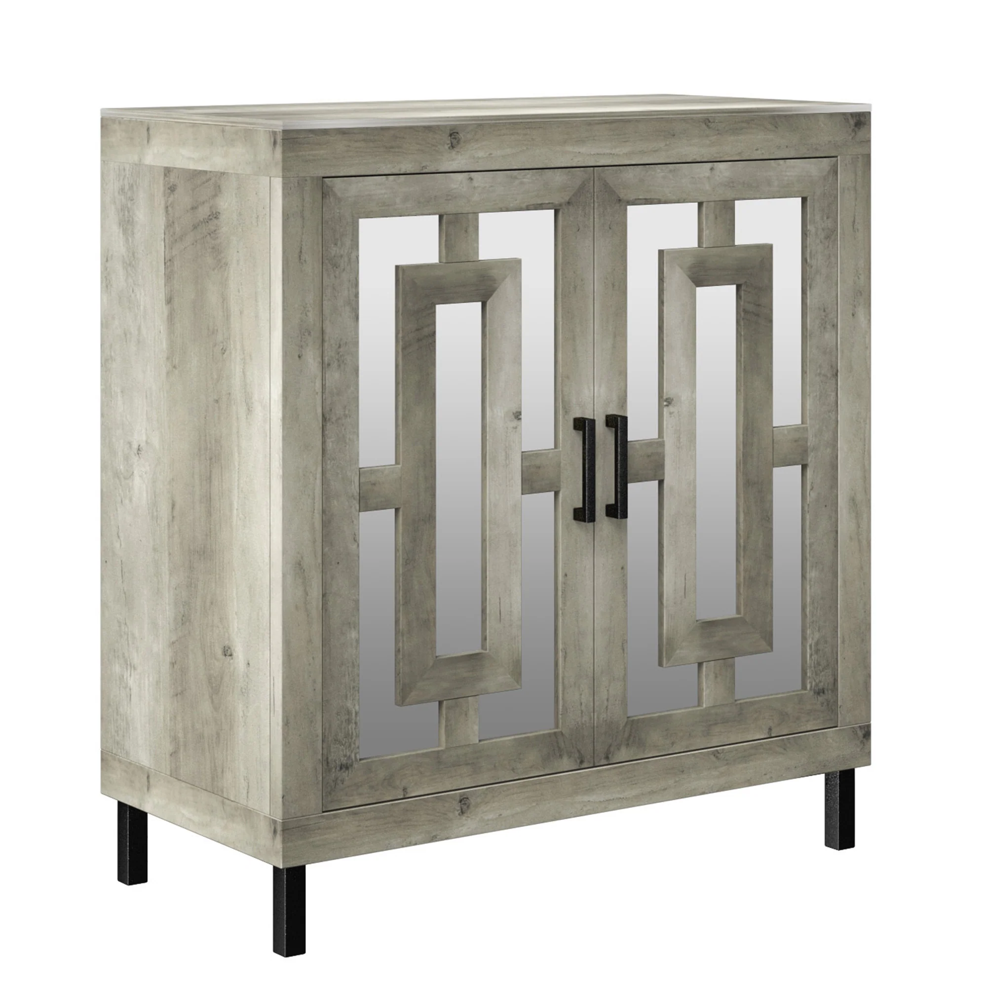 Antique Finish Mirrored Doors Entryway Accent Cabinet - Image 11