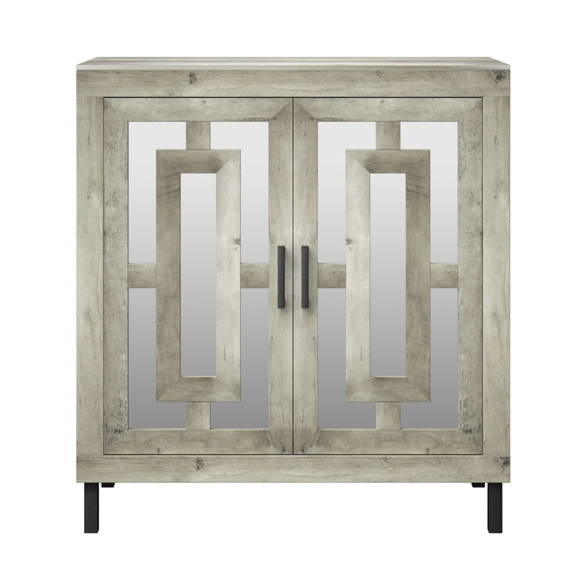 Antique Finish Mirrored Doors Entryway Accent Cabinet - Image 12