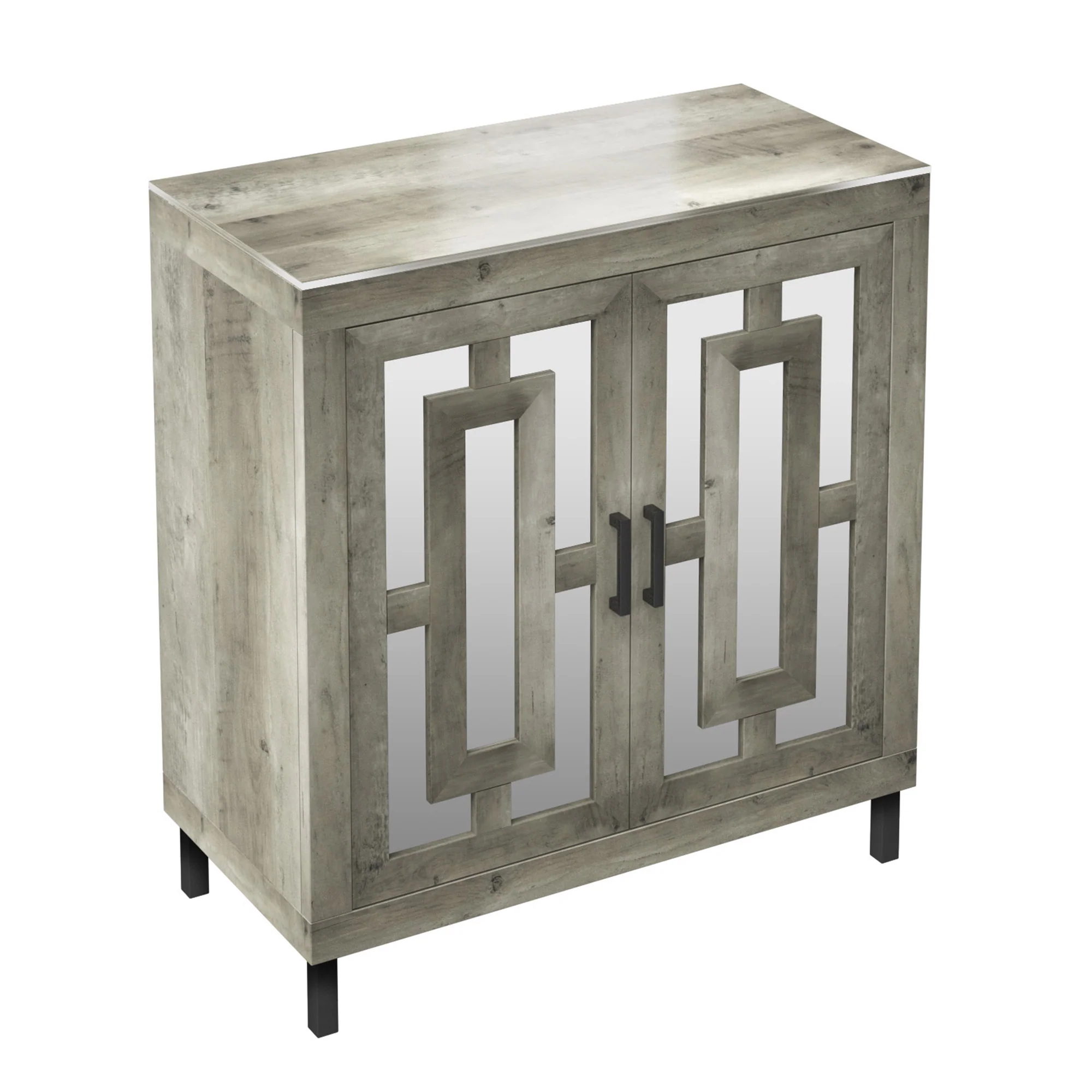 Antique Finish Mirrored Doors Entryway Accent Cabinet - Image 14