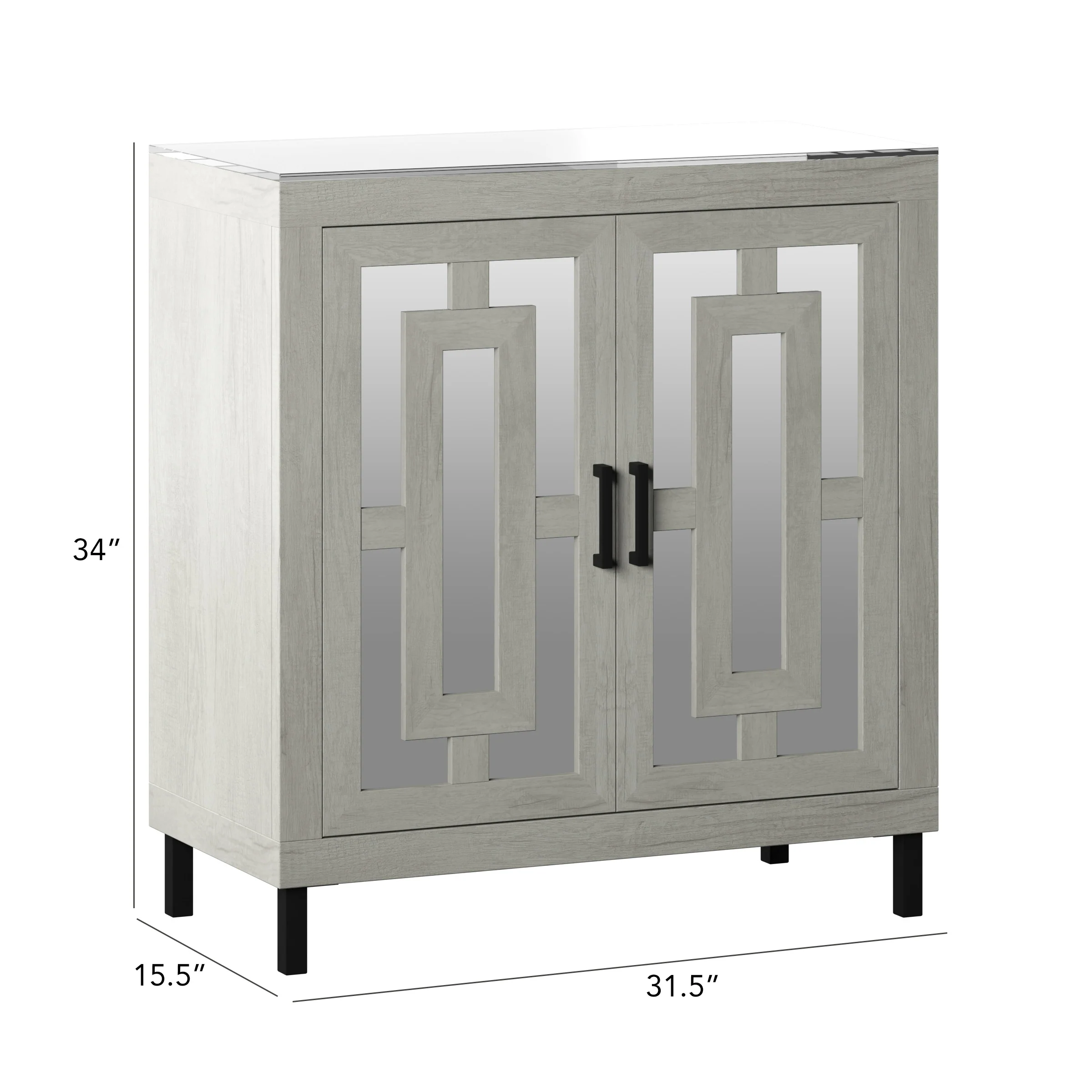 Antique Finish Mirrored Doors Entryway Accent Cabinet - Image 17