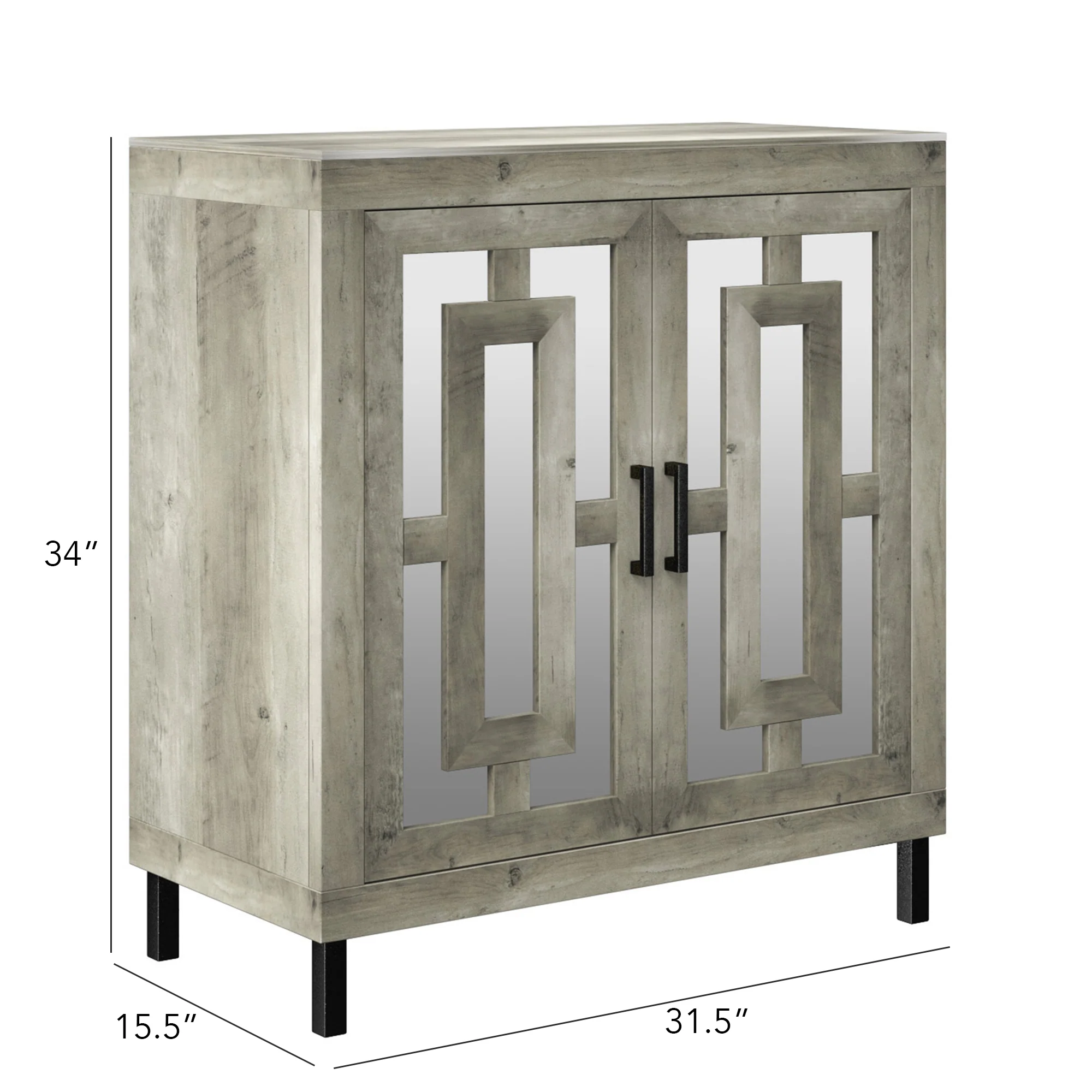 Antique Finish Mirrored Doors Entryway Accent Cabinet - Image 4