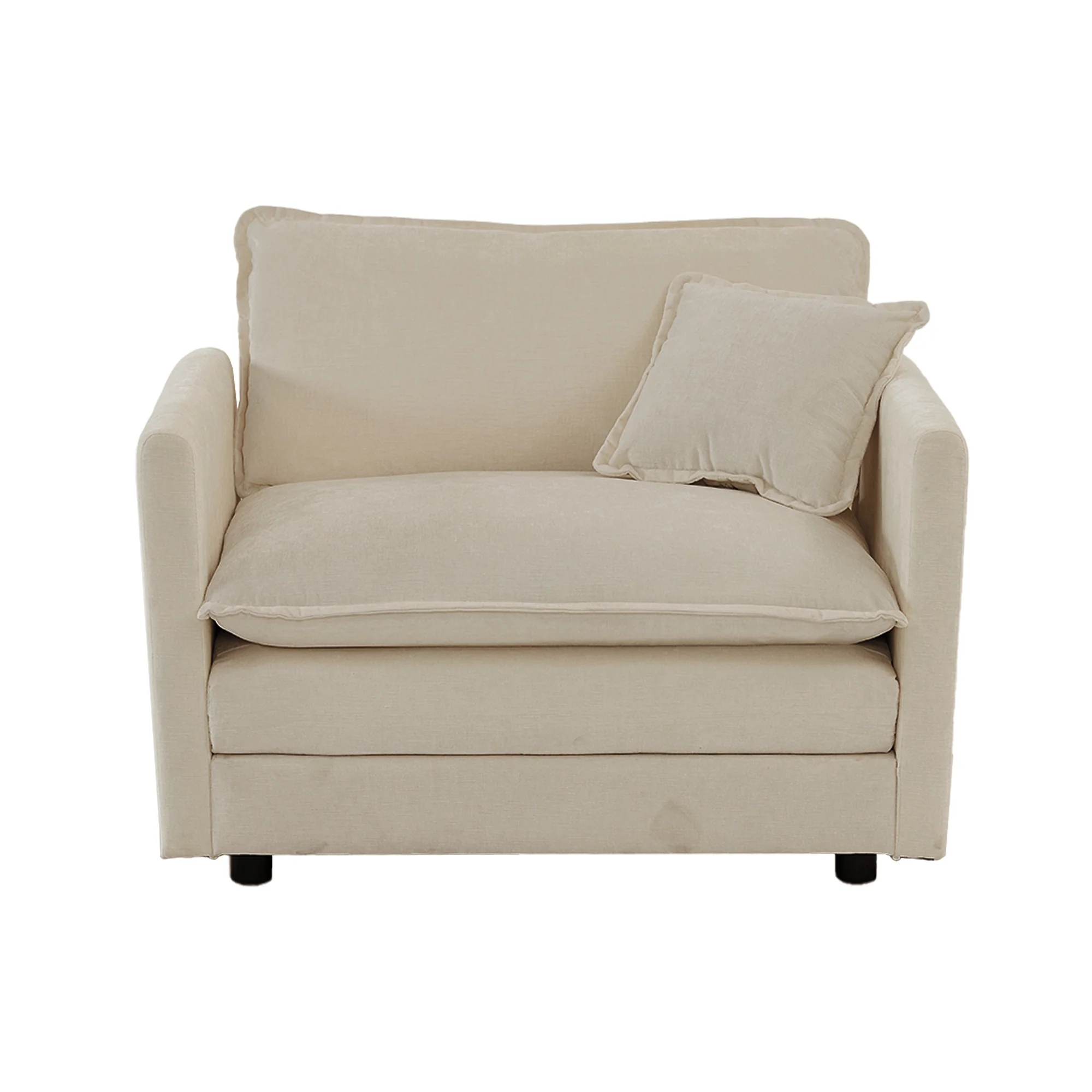 Walker Edison | Beige Chenille Cloud Accent Chair with Ottoman Set - Image 12