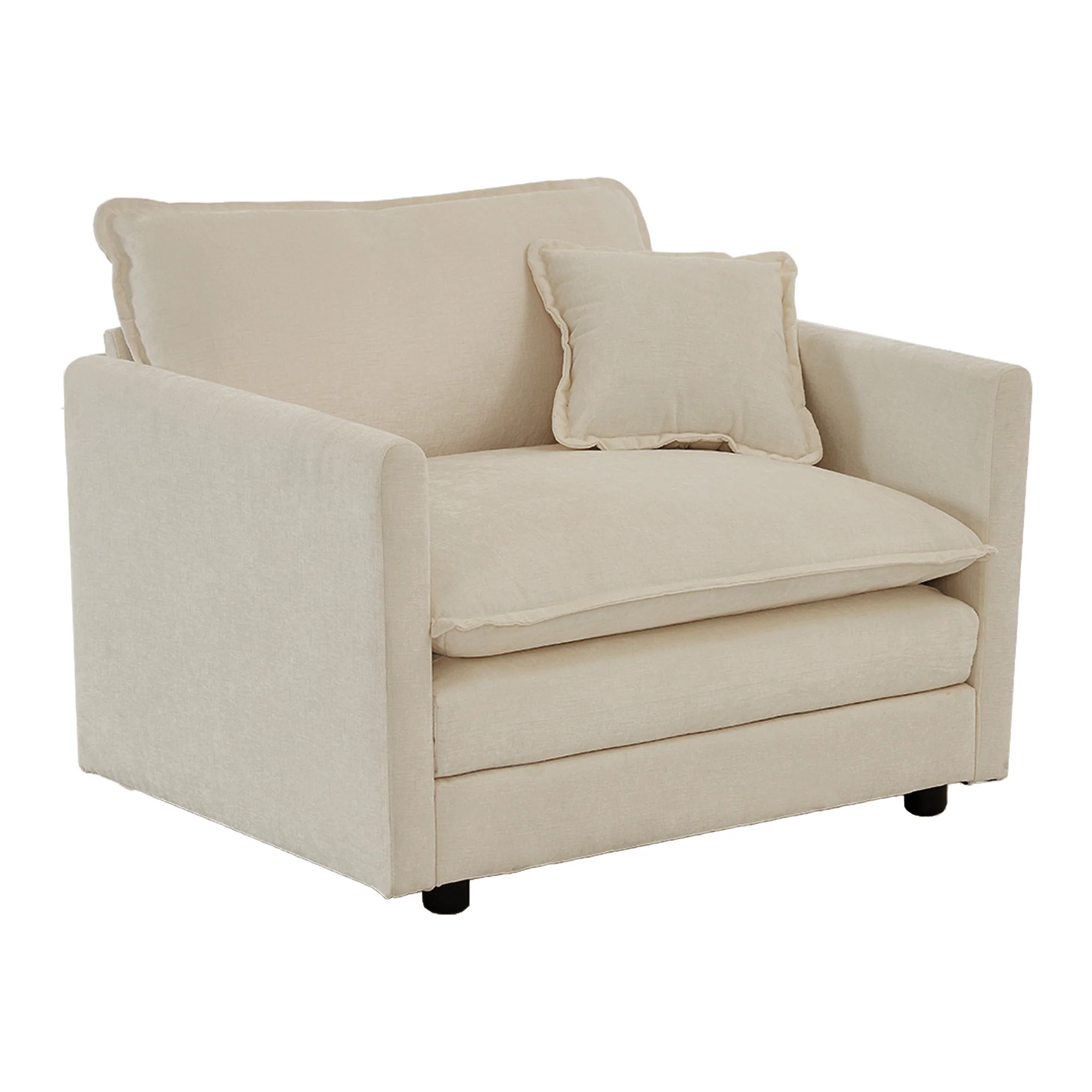 Walker Edison | Beige Chenille Cloud Accent Chair with Ottoman Set - Image 13