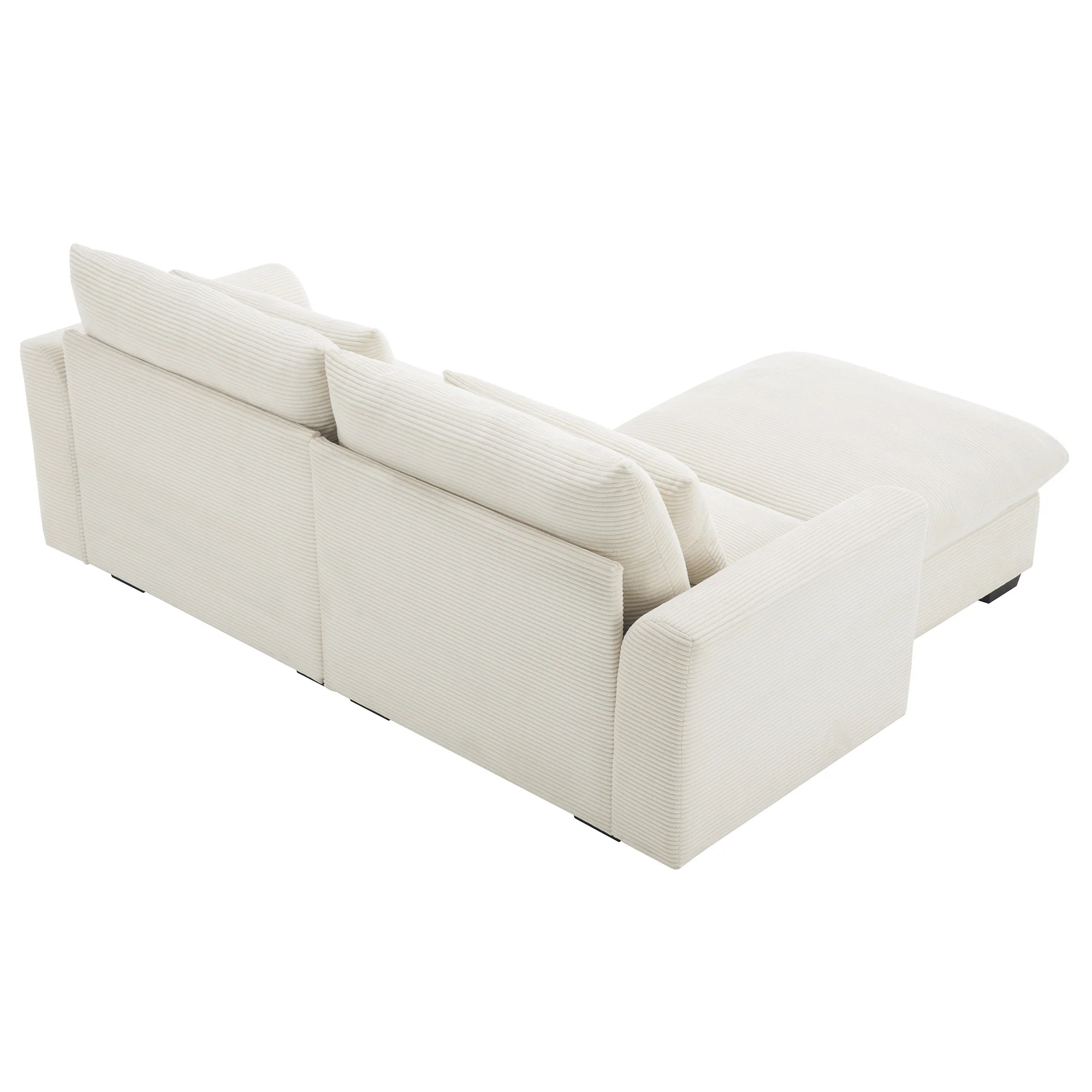 Walker Edison | Beige Corduroy Cloud Modular Loveseat with Storage Ottoman - Image 7