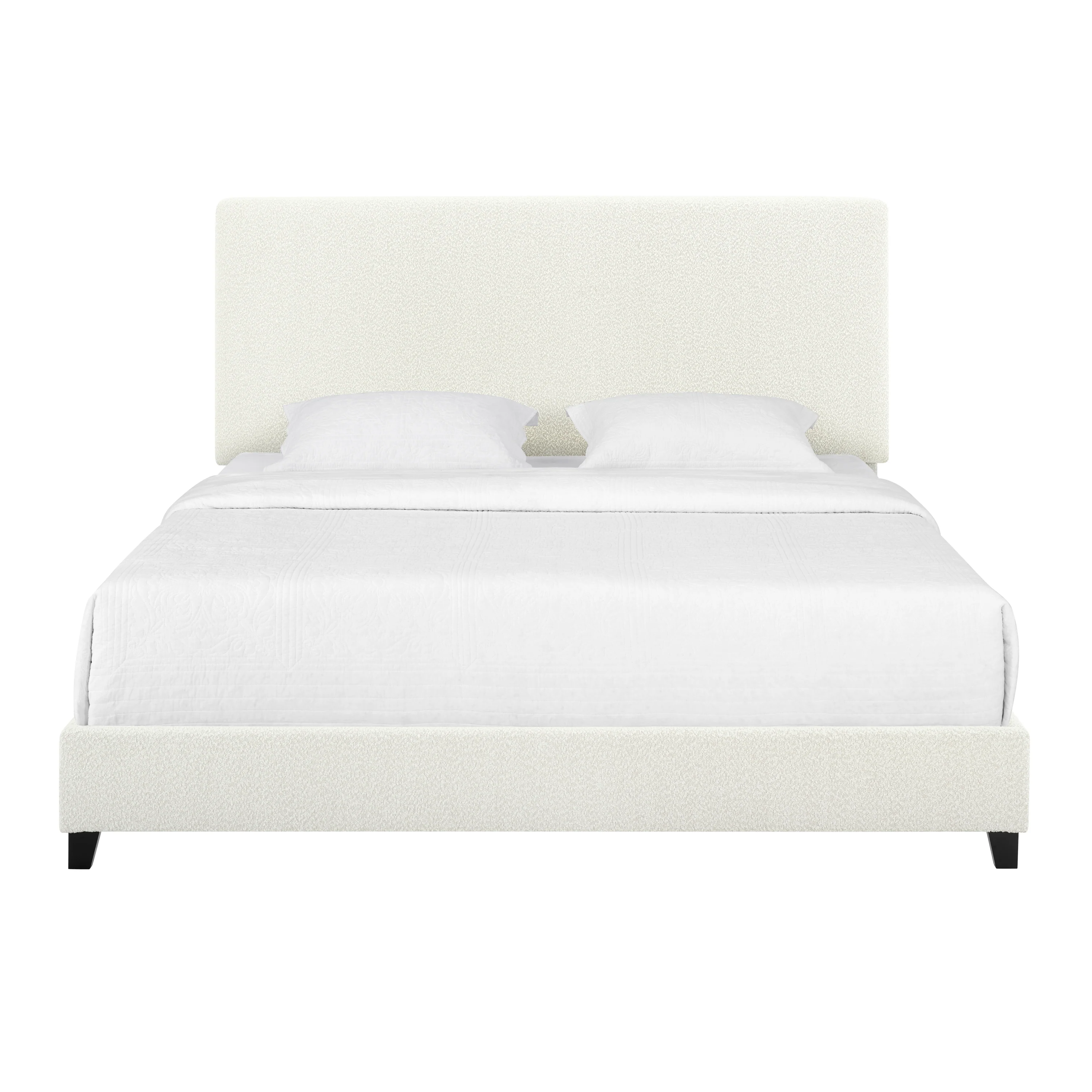 Walker Edison | King Size White Boucle Upholstered Platform Bed - Image 3