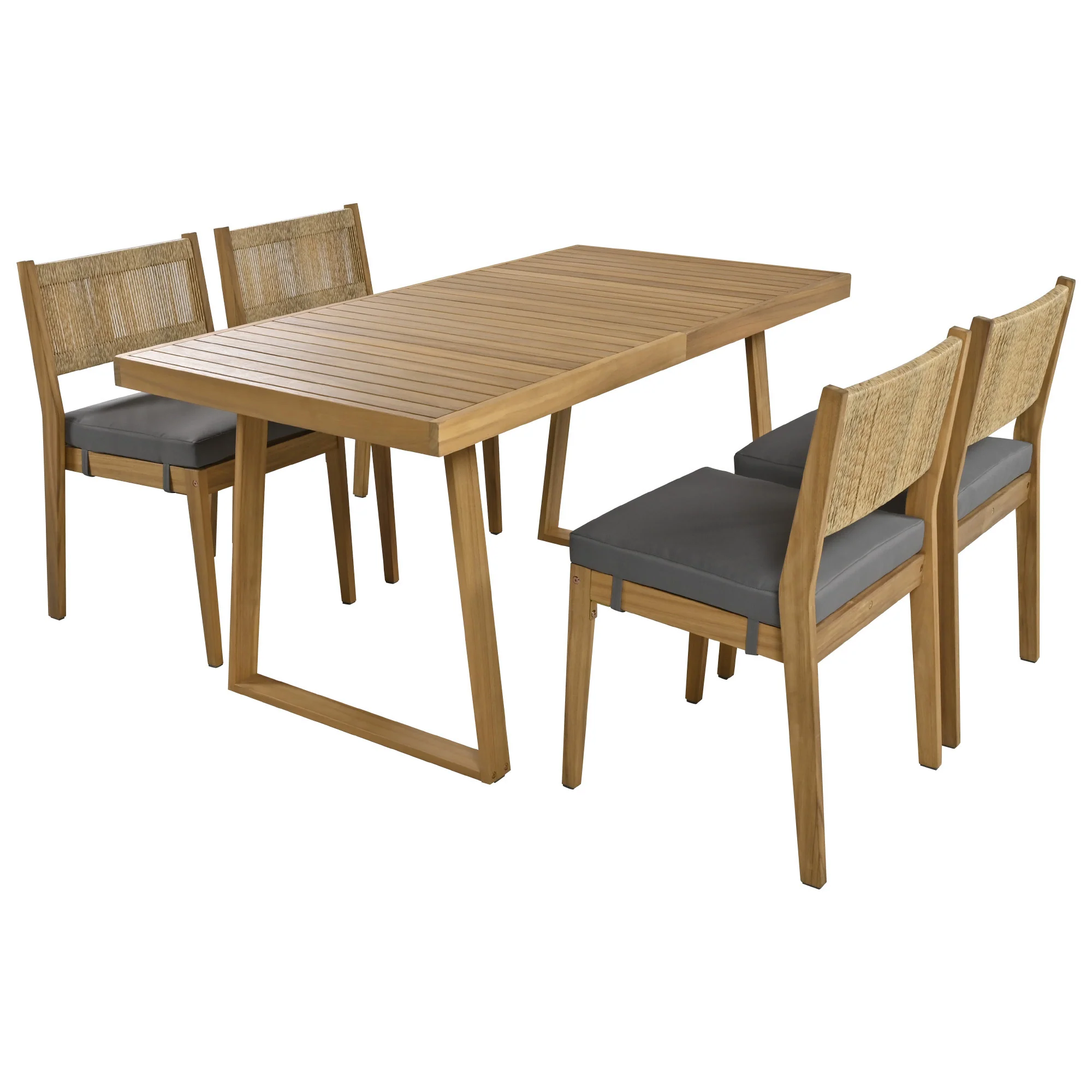 Walker Edison | Outdoor Acacia Wood Dining Table and Chair Set - Image 8