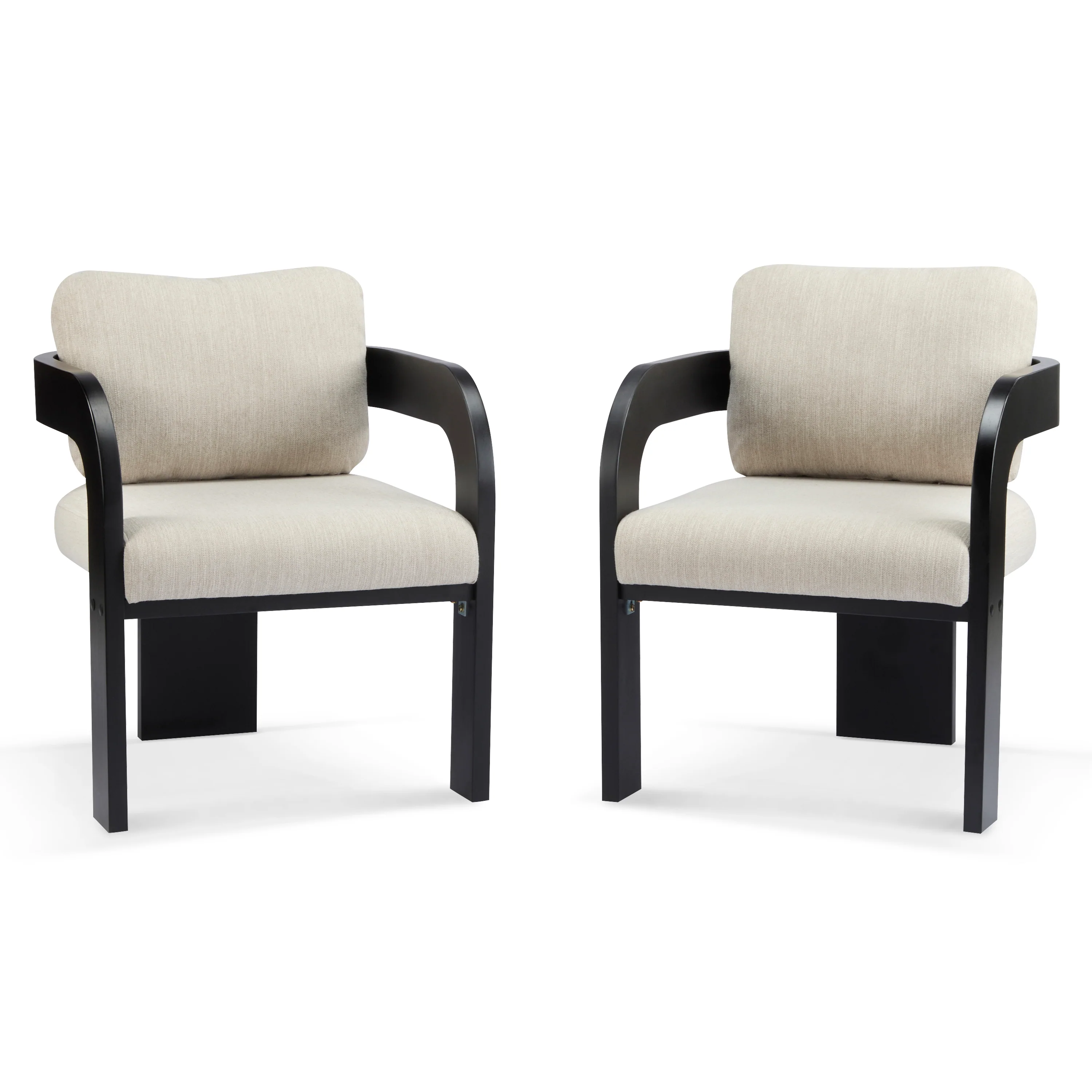 Black 2 Pack Dining Chairs with Pillow Back and Solid Wood Frame - Image 3