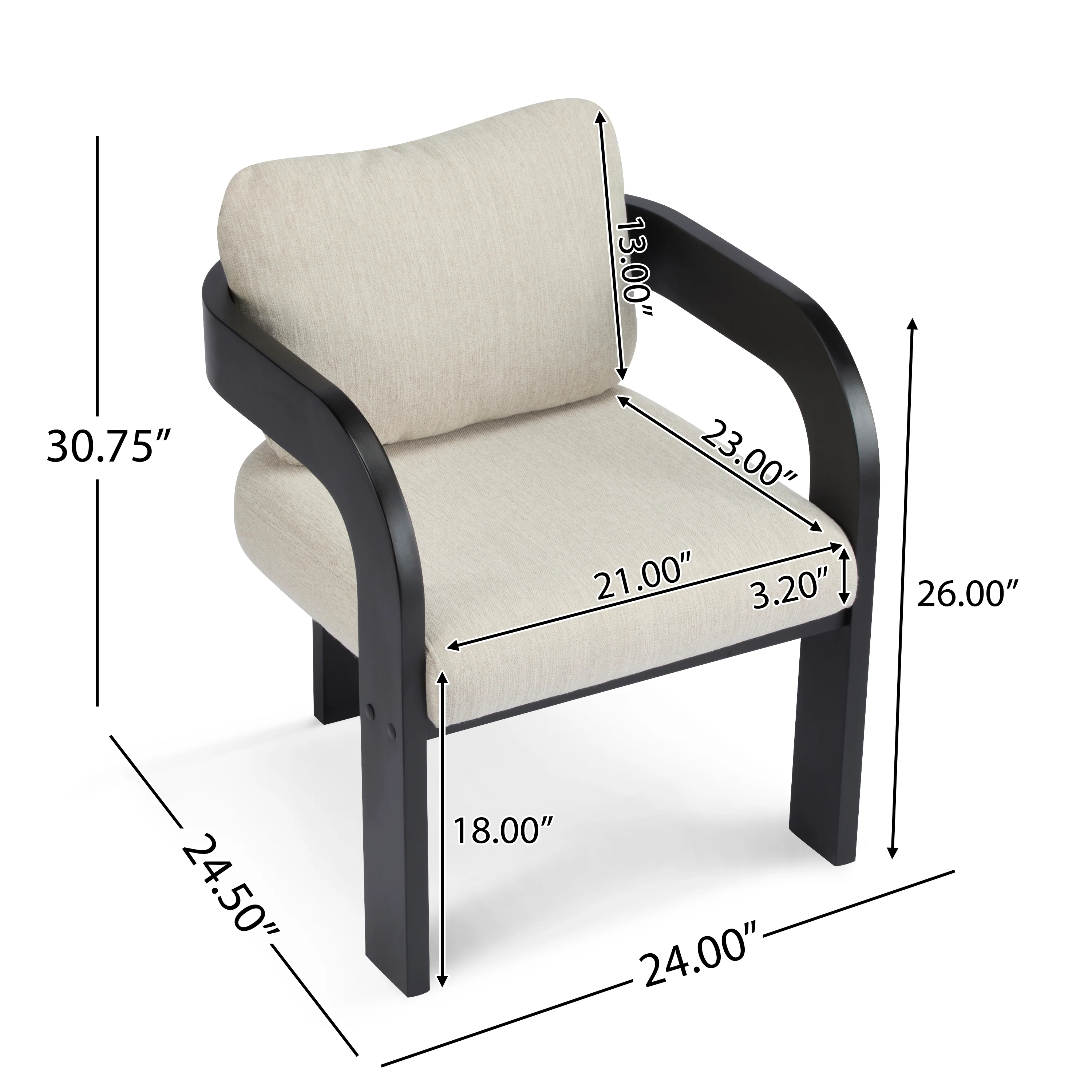 Black 2 Pack Dining Chairs with Pillow Back and Solid Wood Frame - Image 4