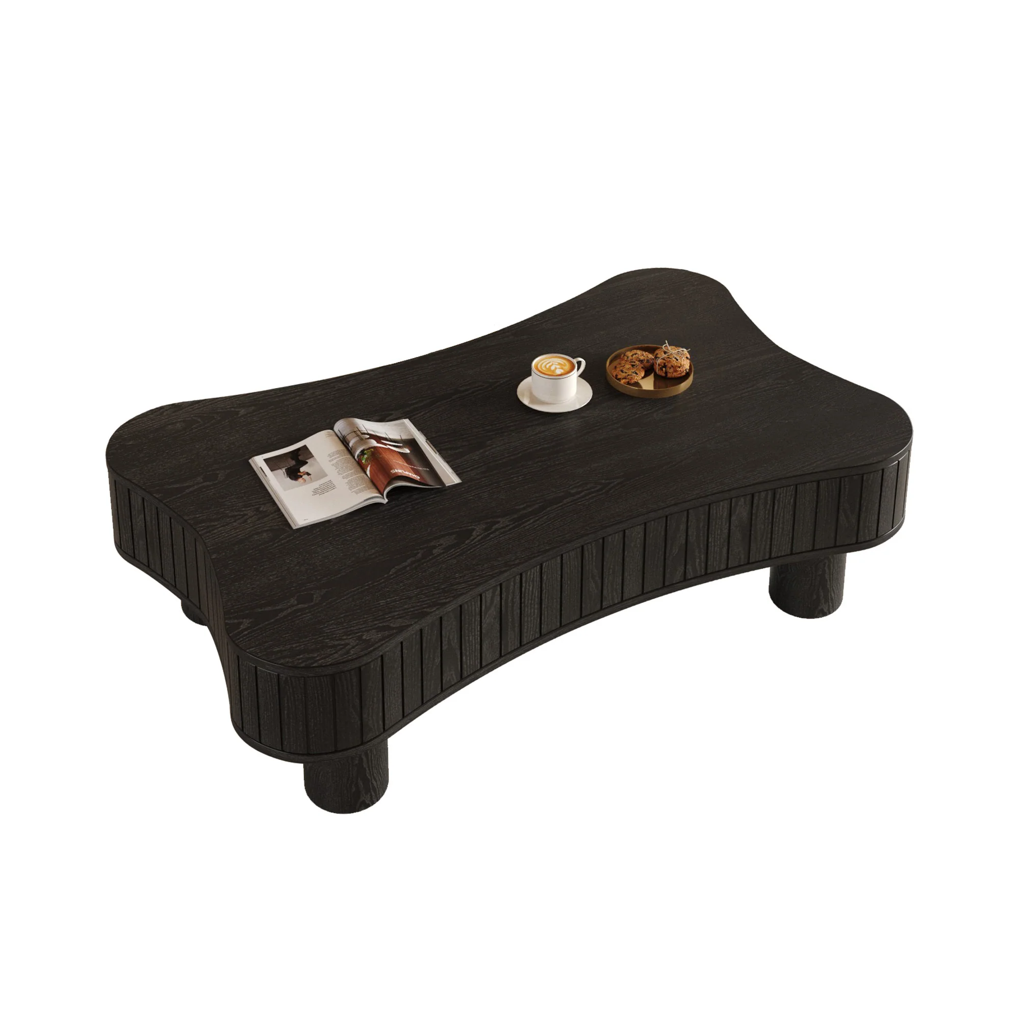 Walker Edison | Black Reeded Curve Design Lift Top Coffee Table and Desk - Image 13