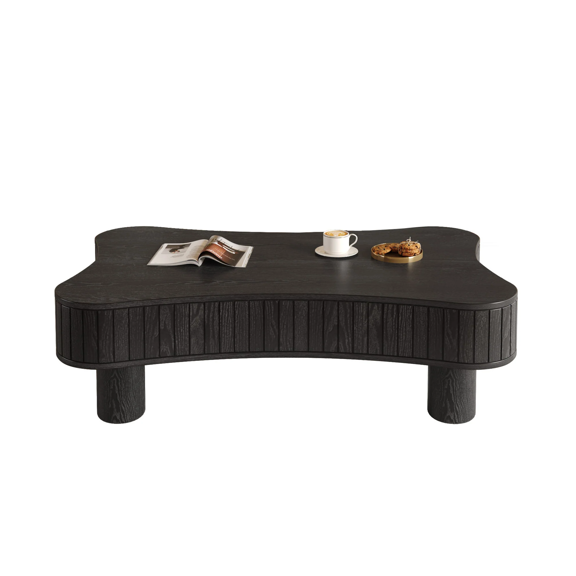 Walker Edison | Black Reeded Curve Design Lift Top Coffee Table and Desk - Image 16