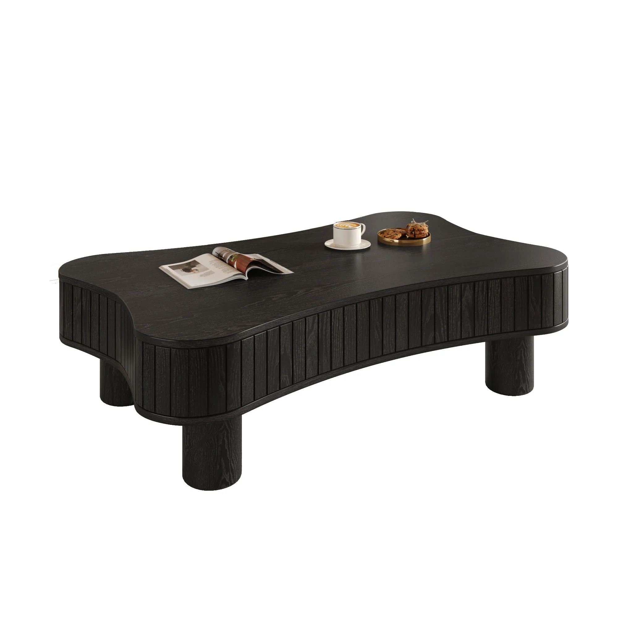 Walker Edison | Black Reeded Curve Design Lift Top Coffee Table and Desk - Image 17