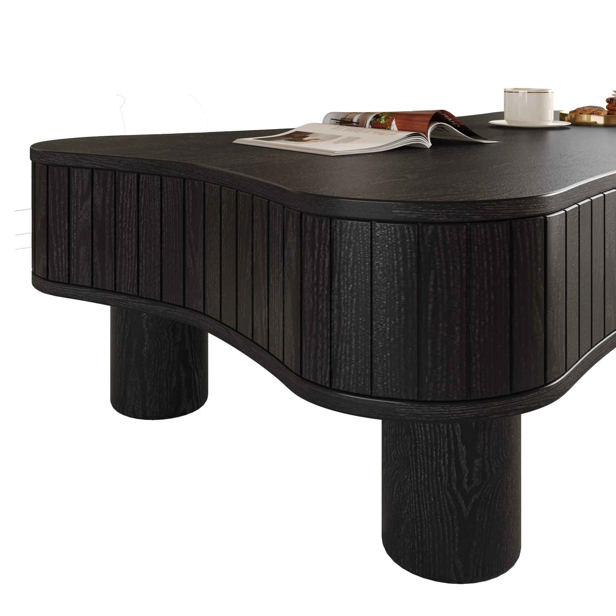 Walker Edison | Black Reeded Curve Design Lift Top Coffee Table and Desk - Image 18