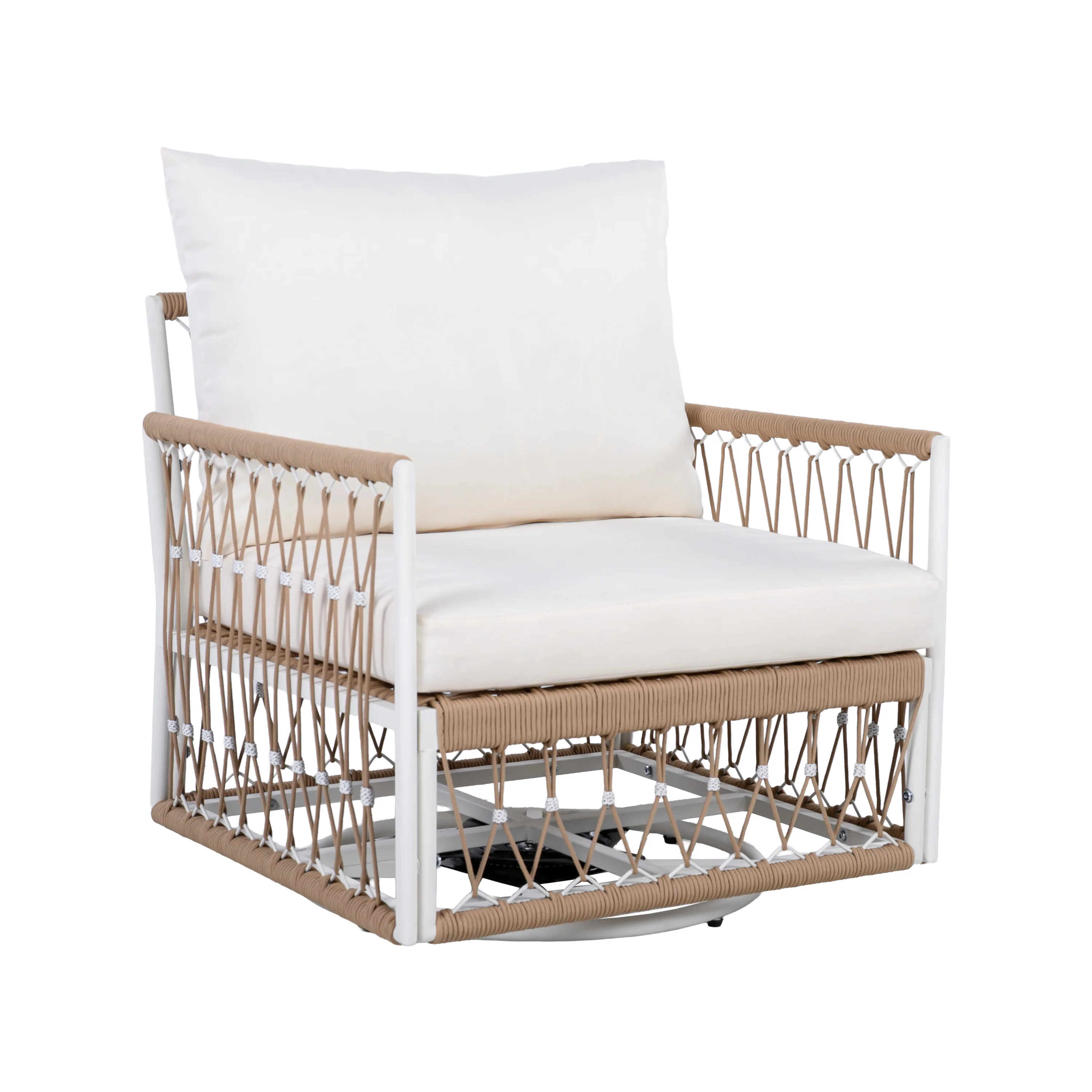 Bohemian Handwoven Rope 3-Piece Outdoor Patio Chat Set - Image 10