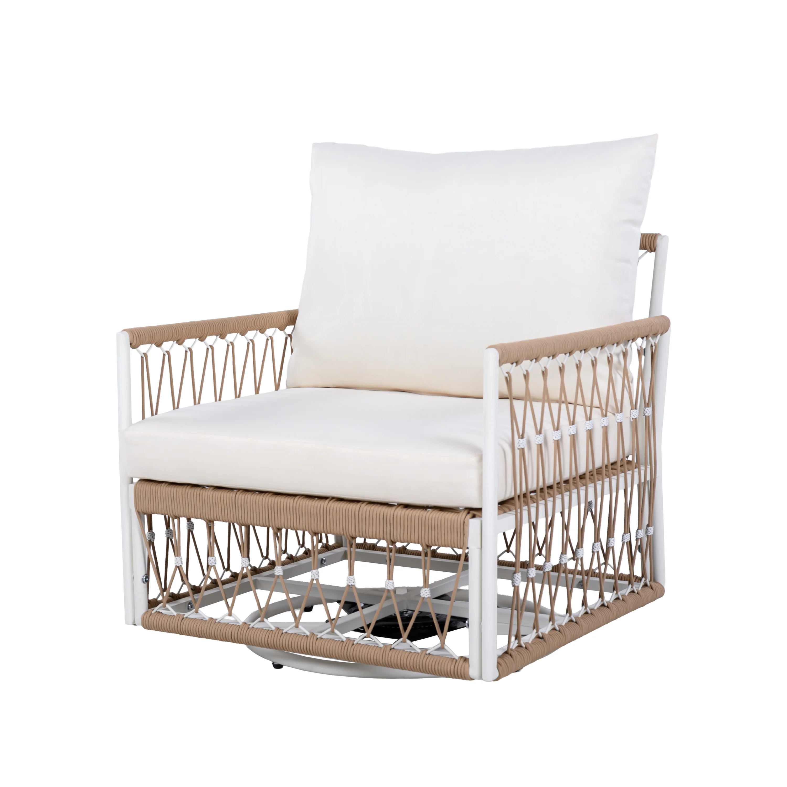 Bohemian Handwoven Rope 3-Piece Outdoor Patio Chat Set - Image 6