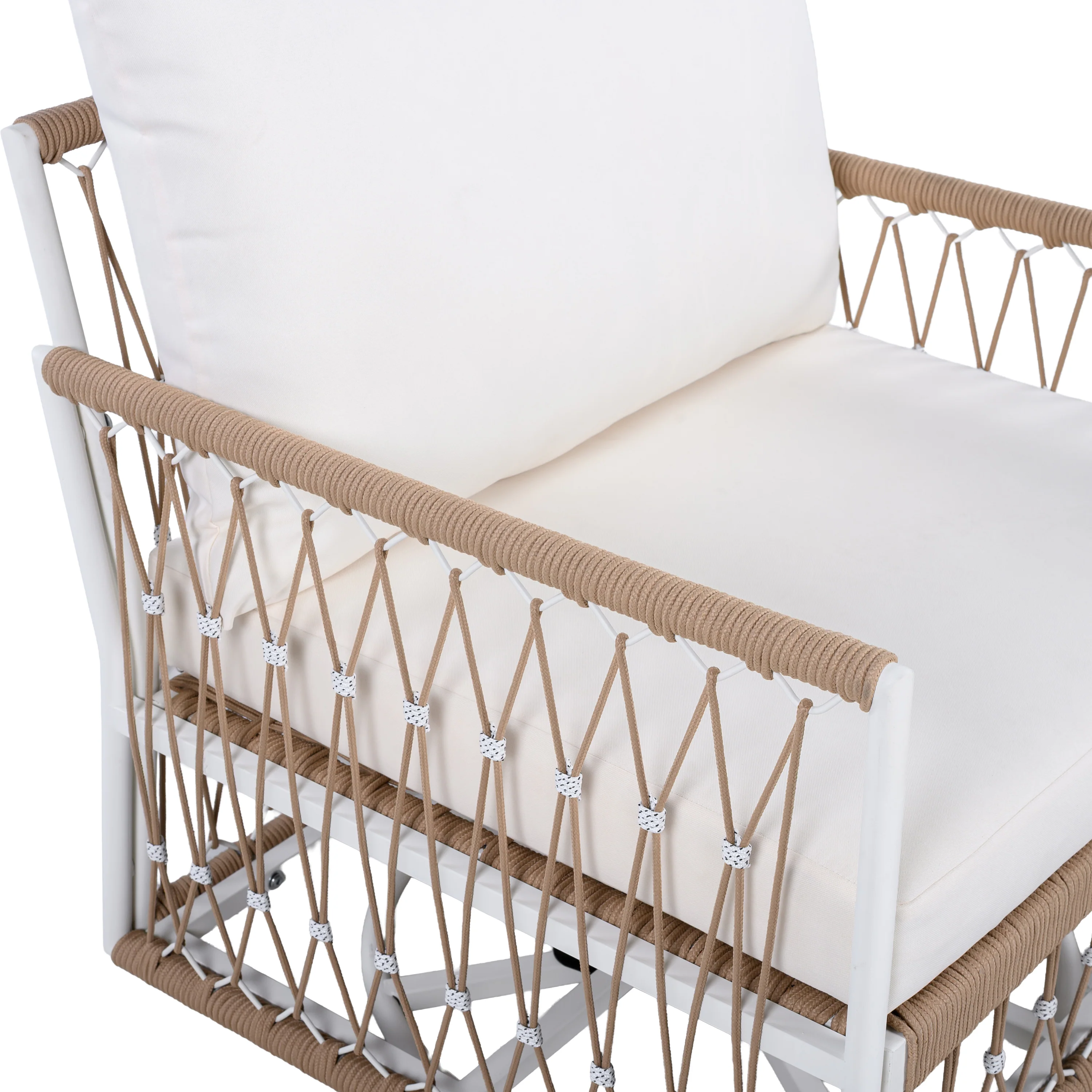 Bohemian Handwoven Rope 3-Piece Outdoor Patio Chat Set - Image 8