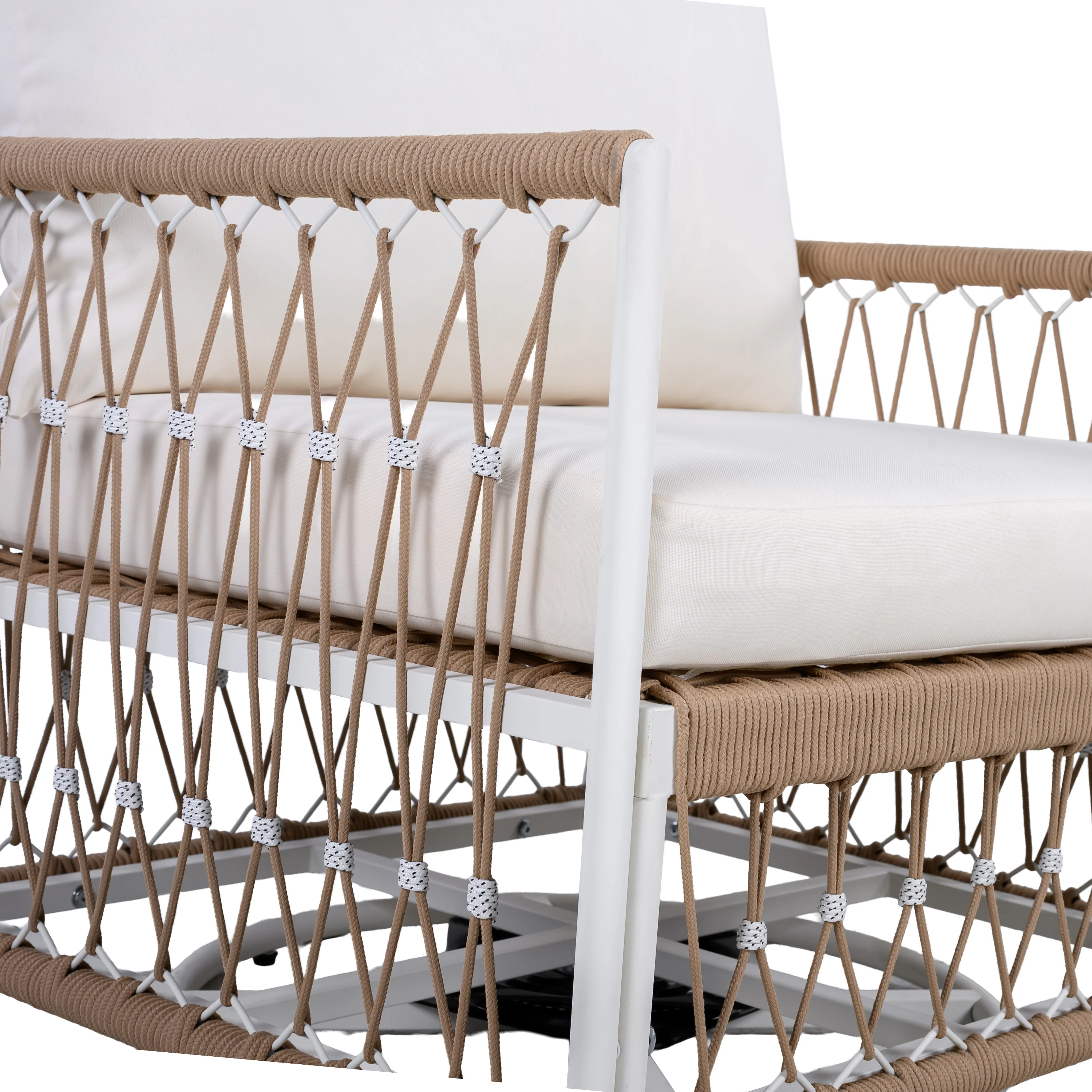 Bohemian Handwoven Rope 3-Piece Outdoor Patio Chat Set - Image 9