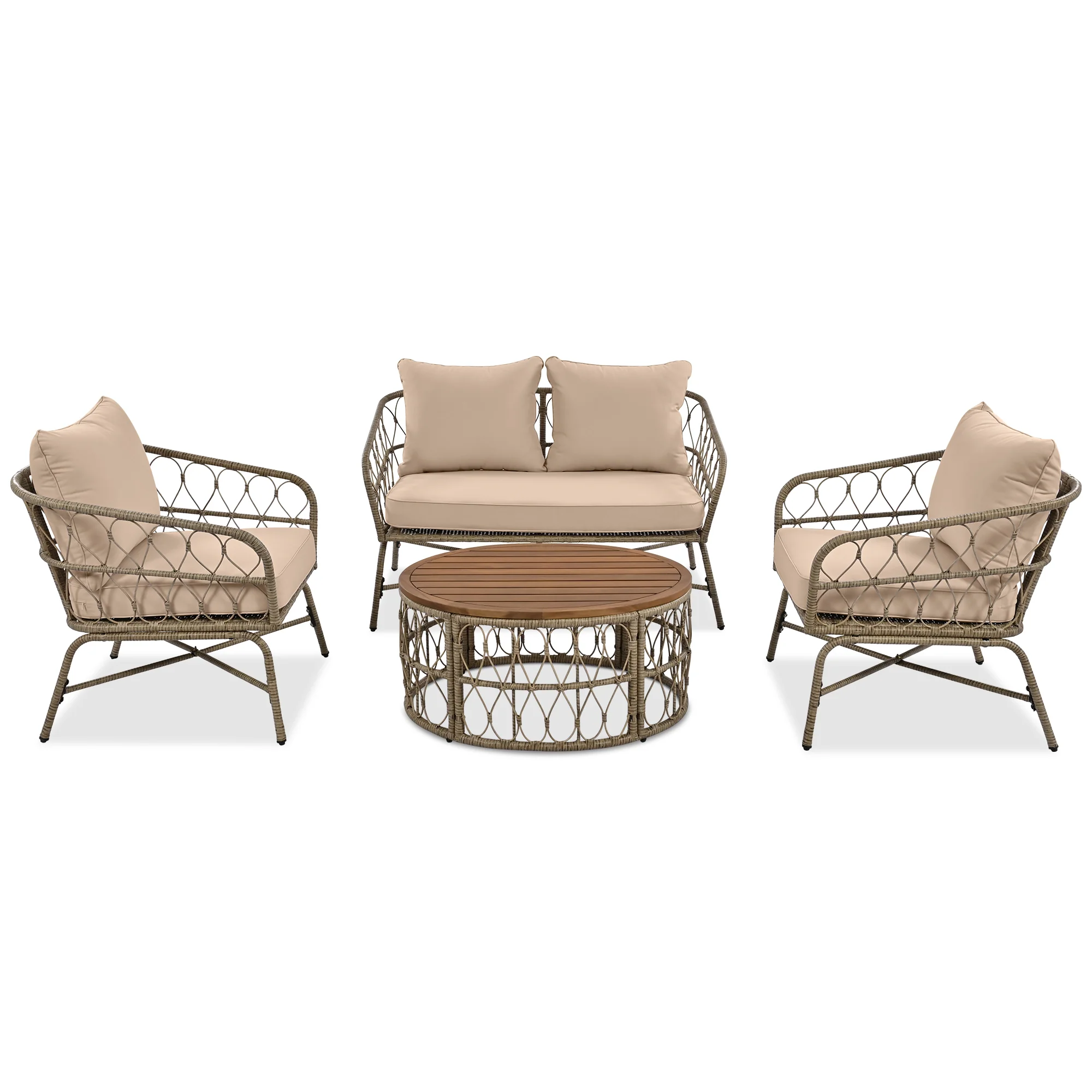 Walker Edison | Boho 4-Piece Outdoor Patio Sofa Set - Image 8