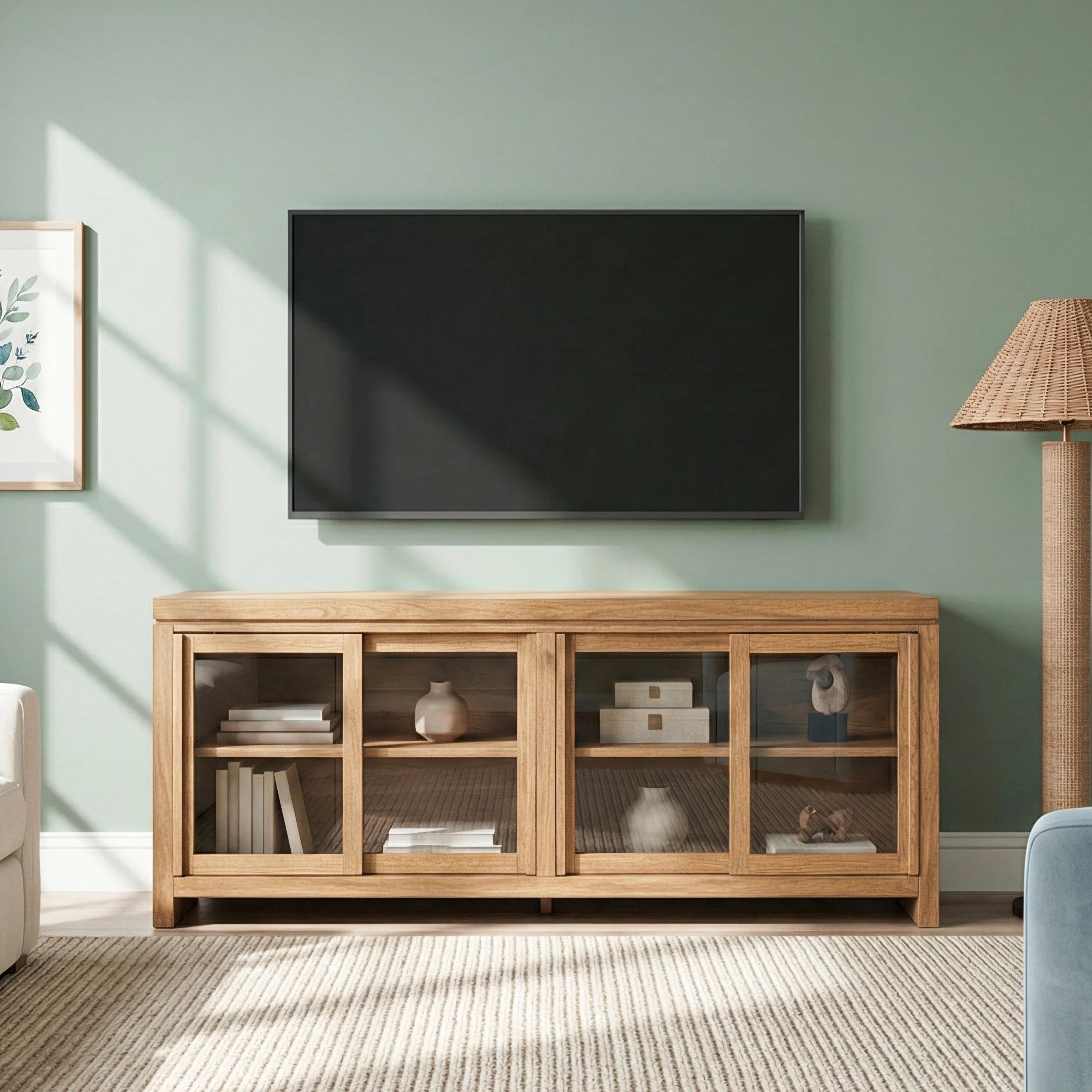 Booker Modern Glass Door TV Stand Sideboard