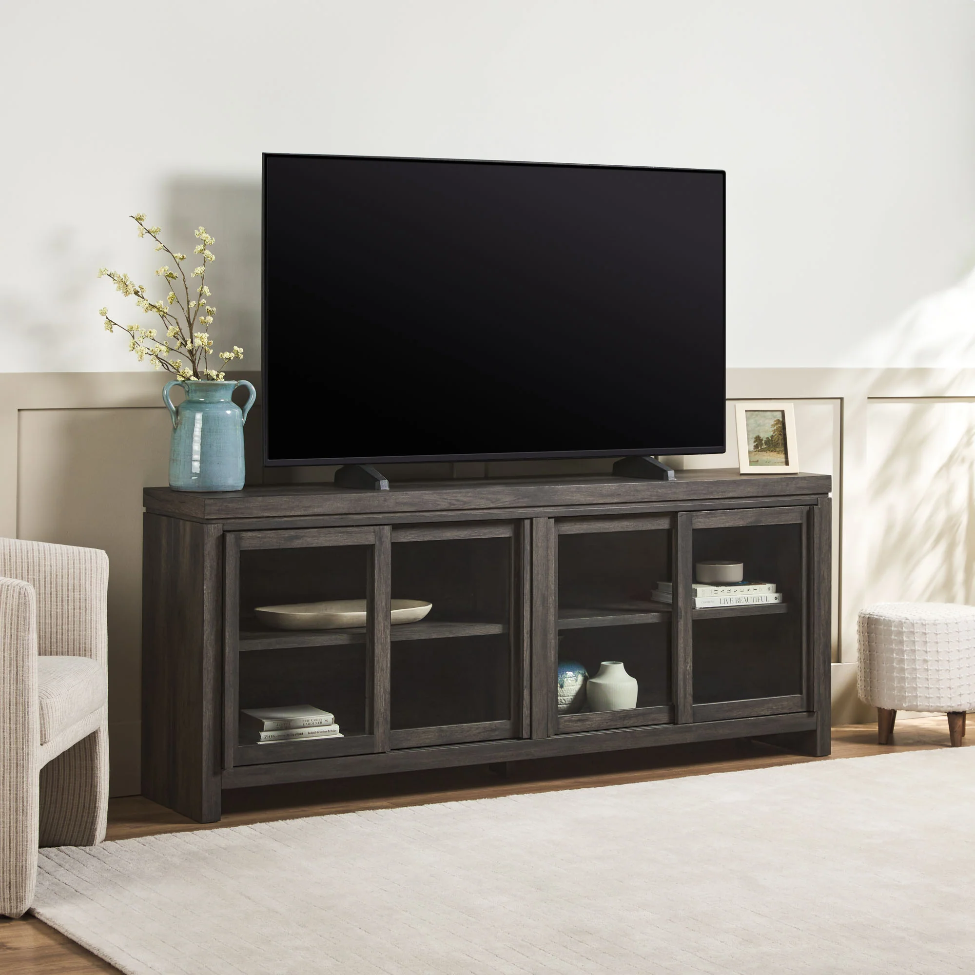Booker Modern Glass Door TV Stand Sideboard - Image 2