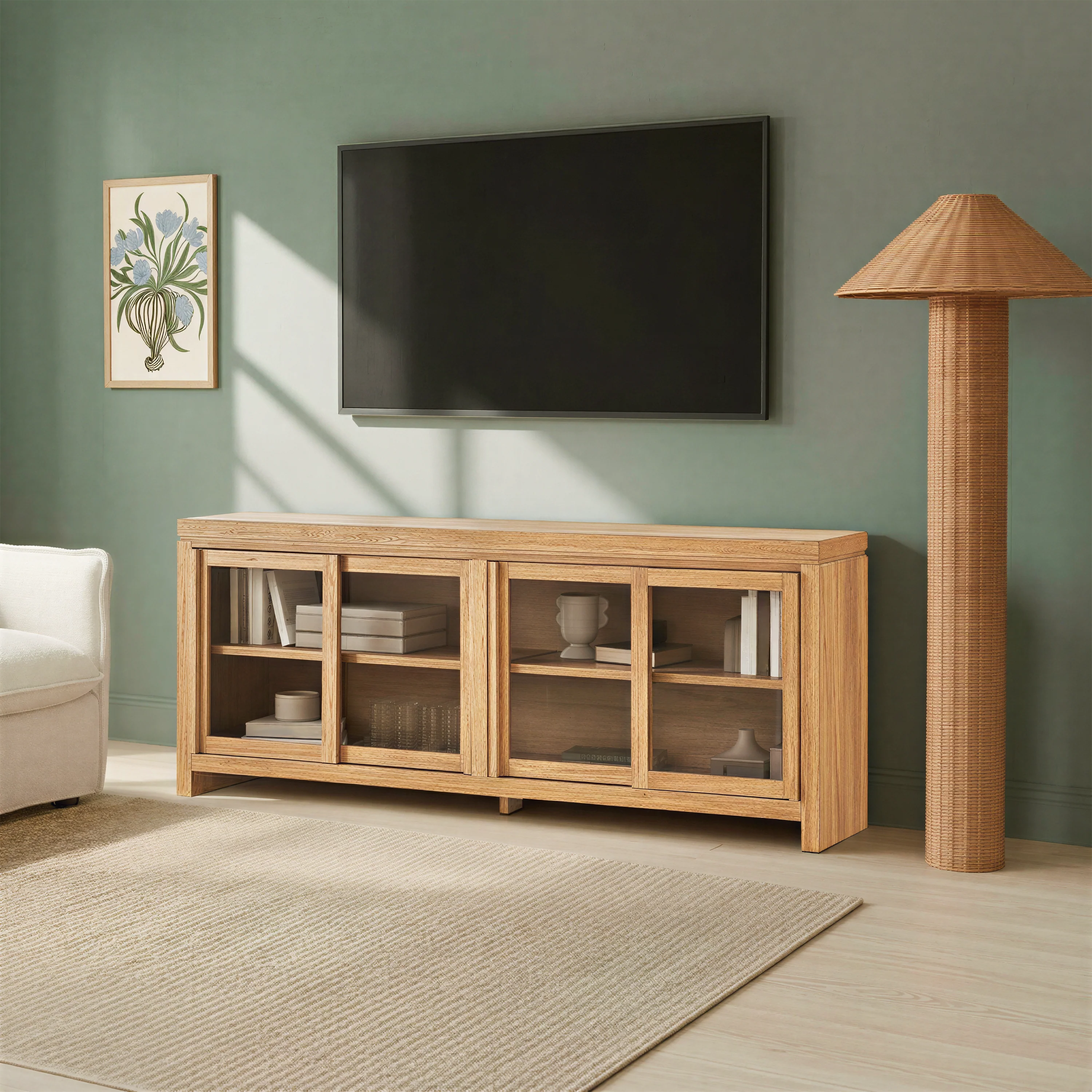 Booker Modern Glass Door TV Stand Sideboard - Image 3