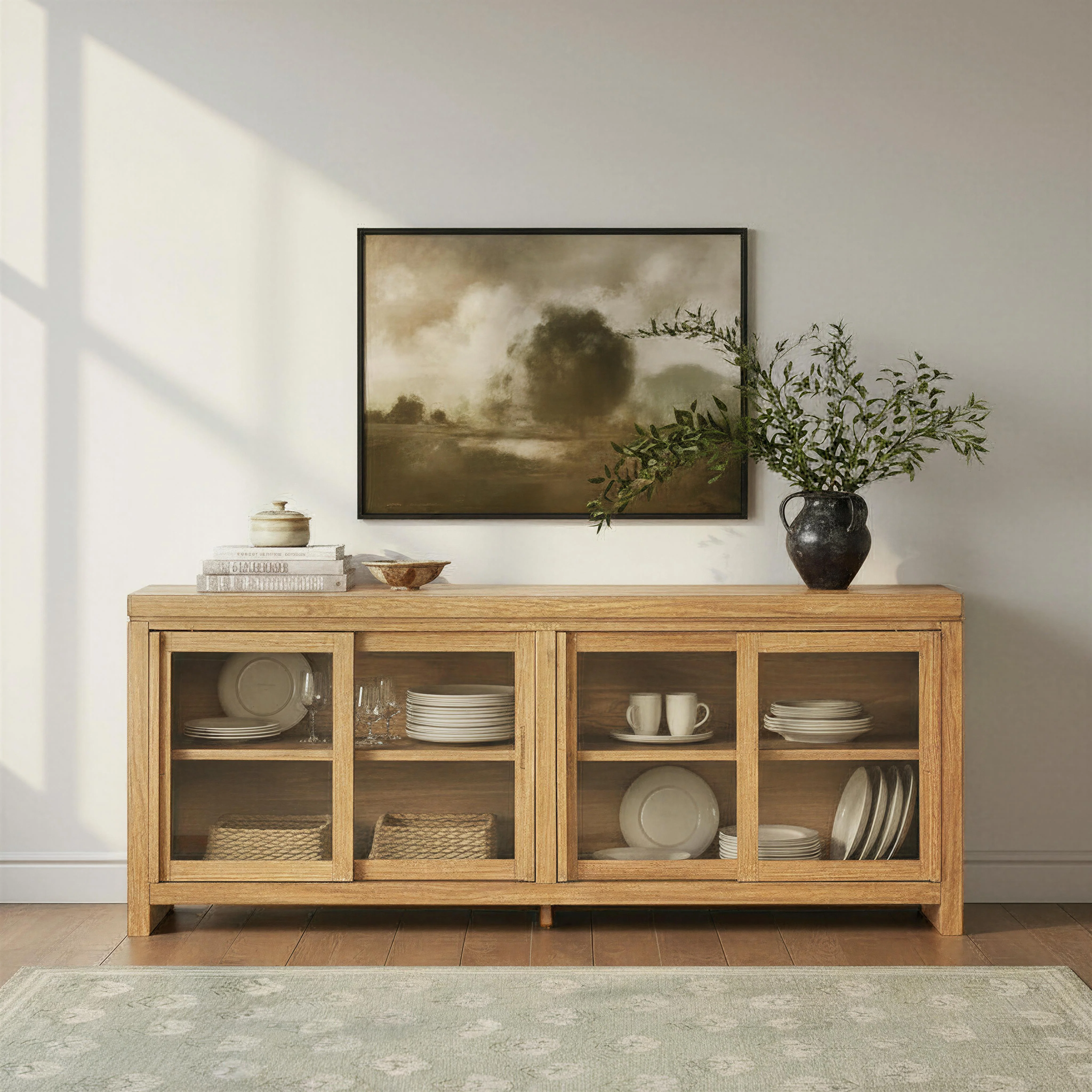 Booker Modern Glass Door TV Stand Sideboard - Image 4