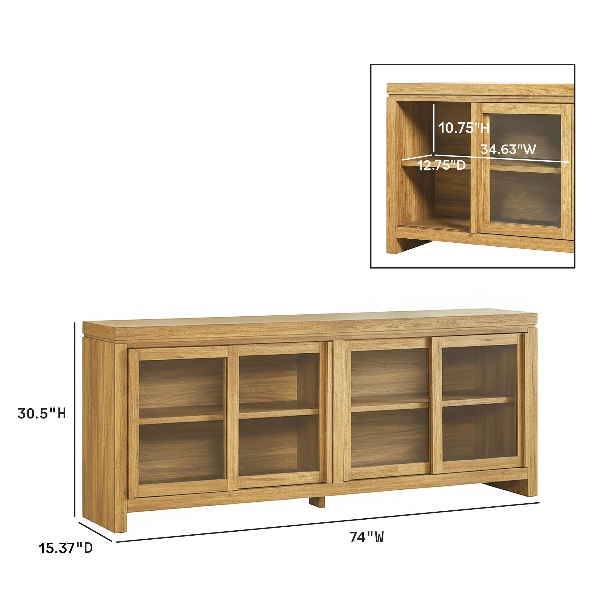 Booker Modern Glass Door TV Stand Sideboard - Image 6