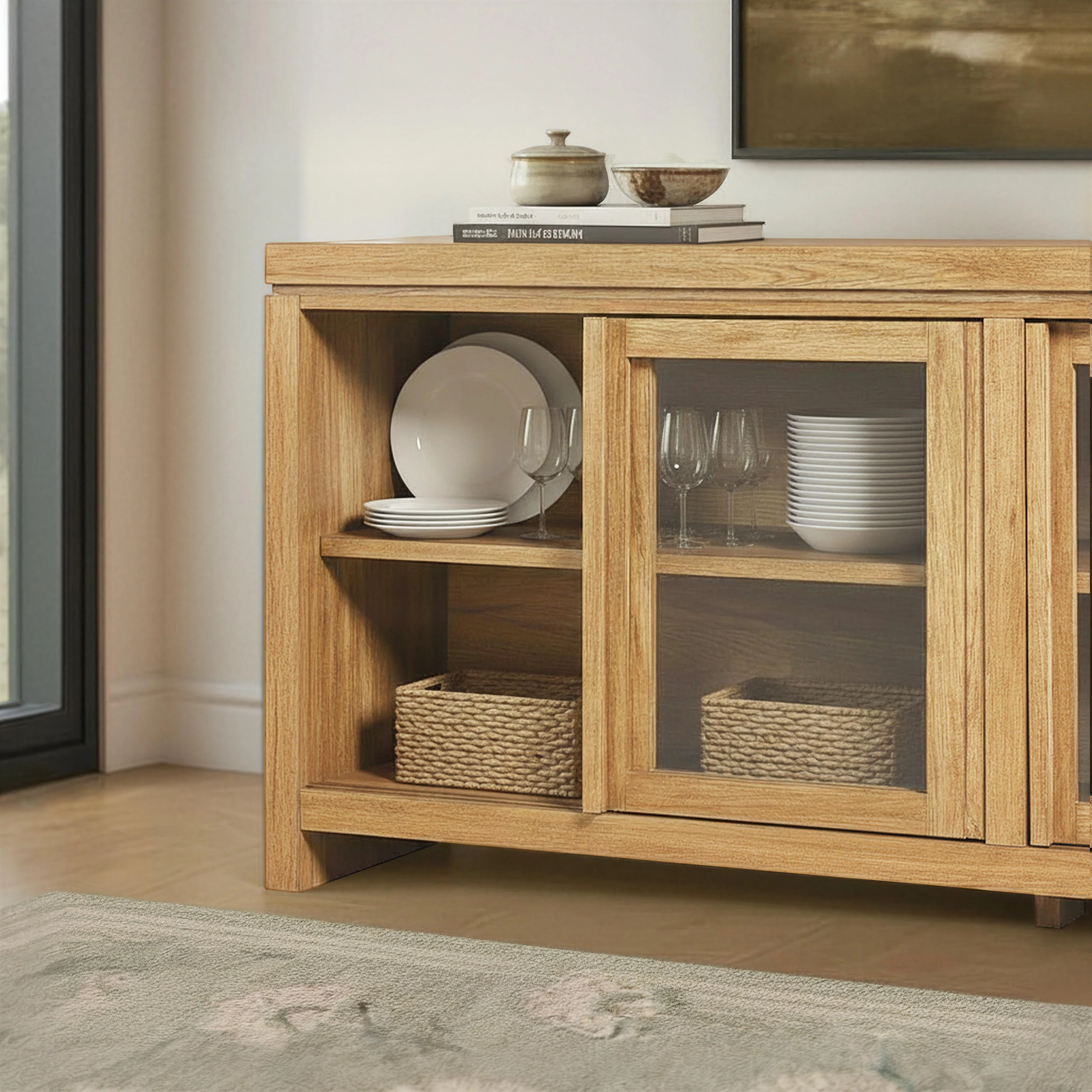 Booker Modern Glass Door TV Stand Sideboard - Image 8