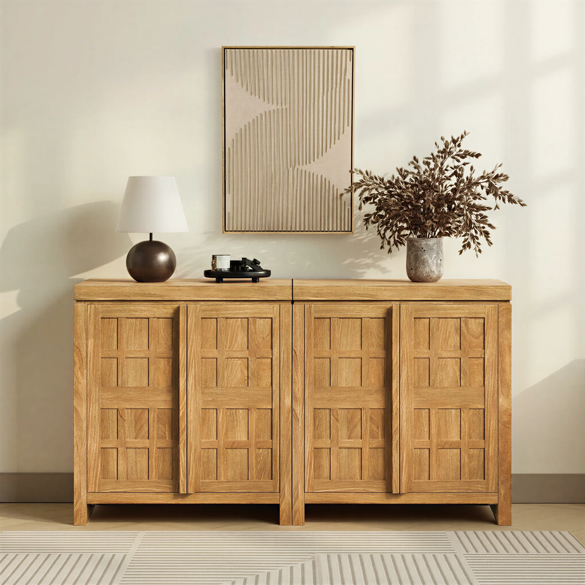 Booker Modern Windowpane Modular Storage Accent Cabinet - Image 2