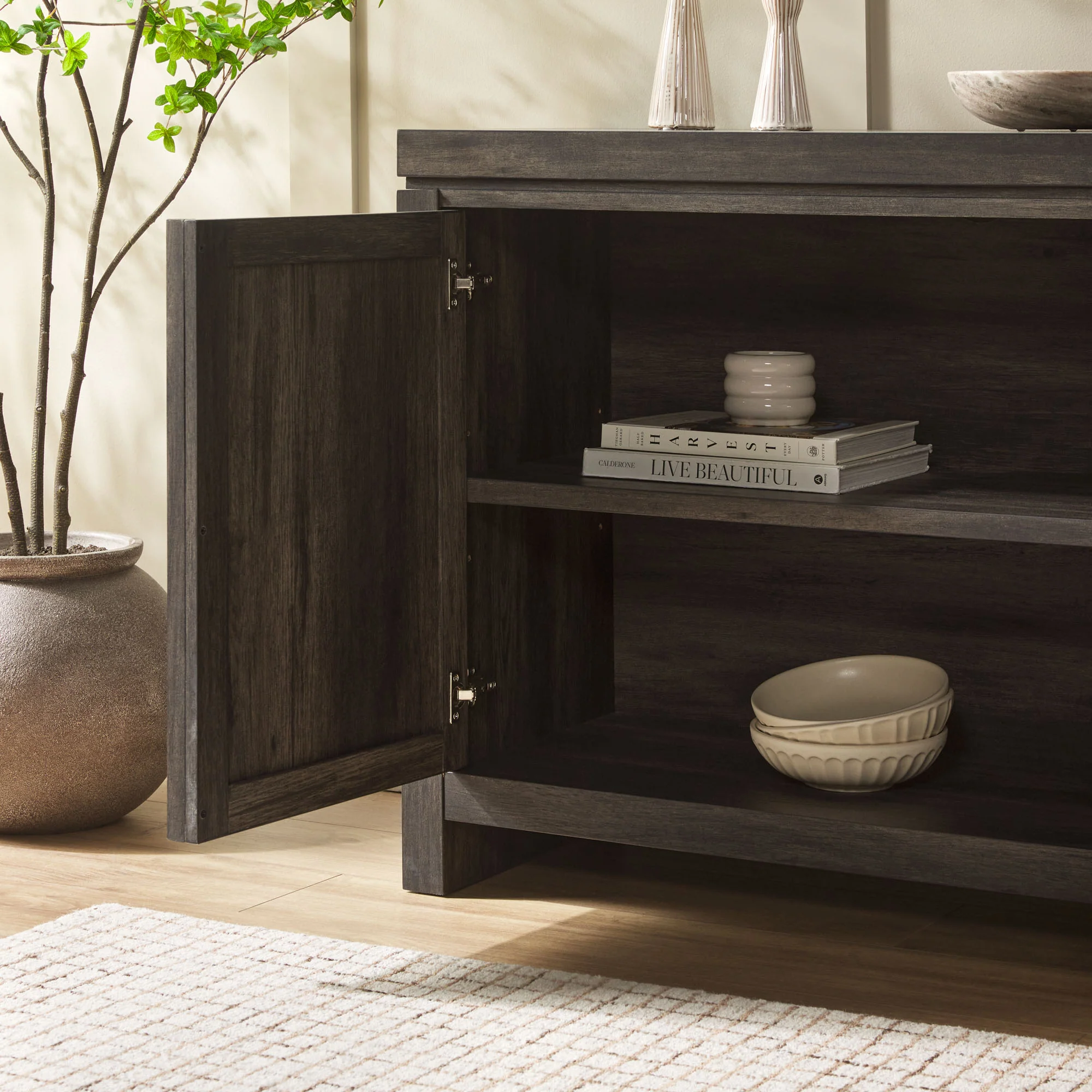 Booker Modern Windowpane TV Stand Sideboard with Storage - Image 24