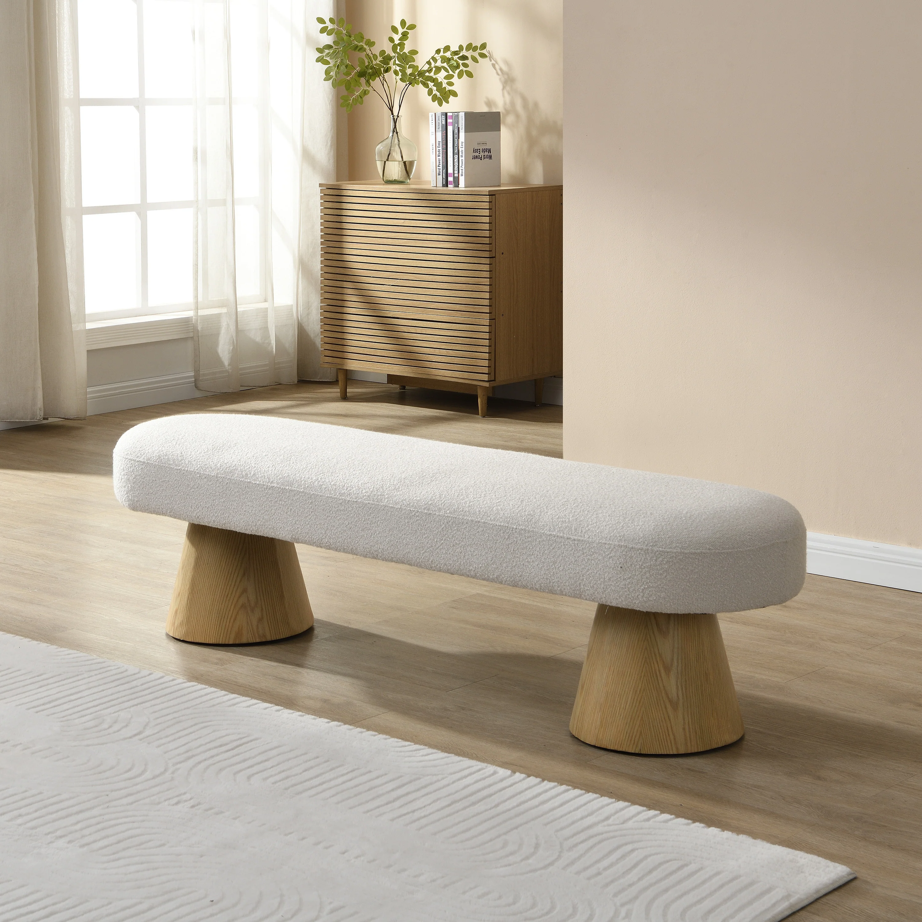 Walker Edison | Boucle Upholstered 64in Bench