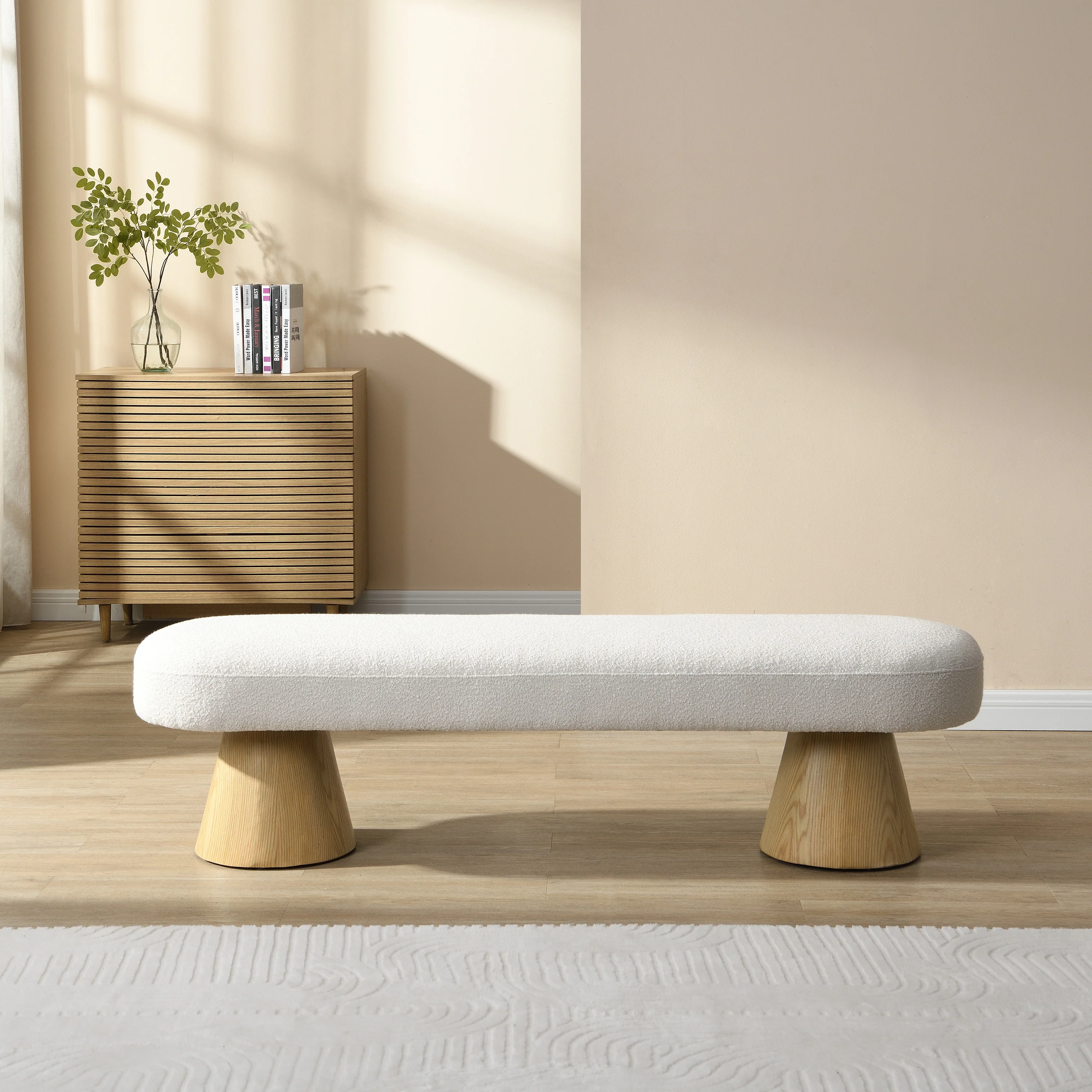 Walker Edison | Boucle Upholstered 64in Bench - Image 2