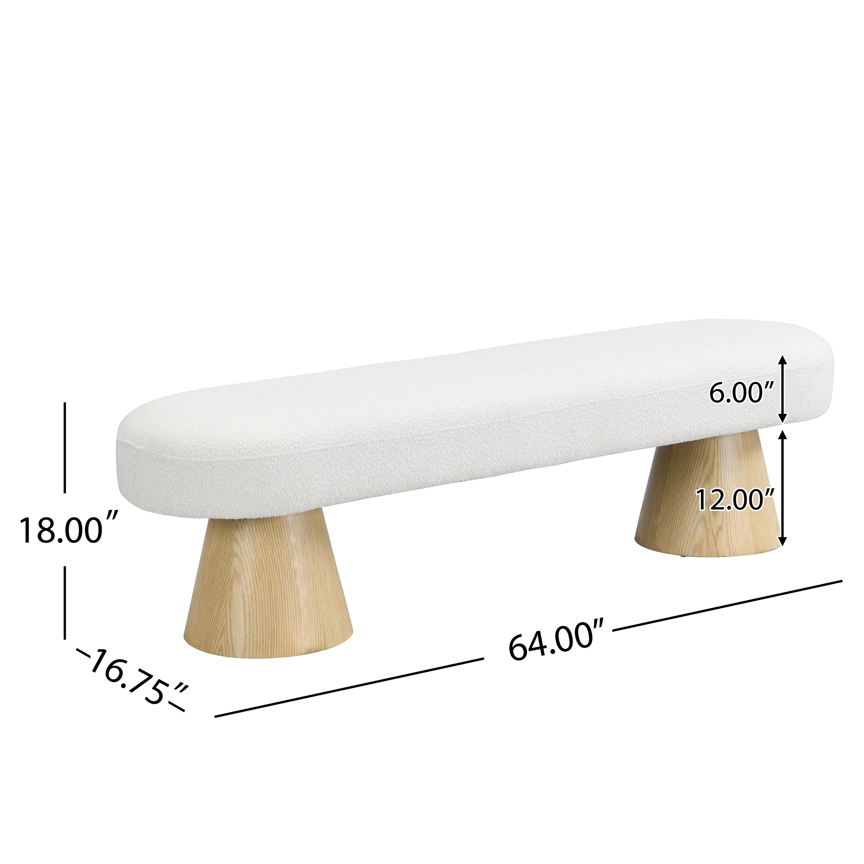 Walker Edison | Boucle Upholstered 64in Bench - Image 3