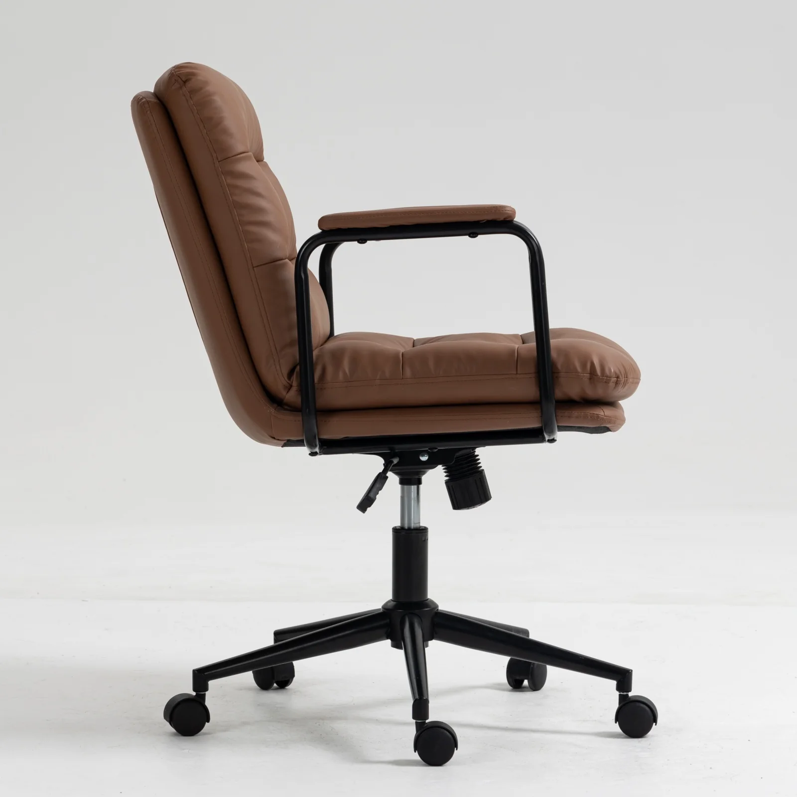 Walker Edison | Brown Ergonomic Faux Leather Desk Rolling Swivel Chair - Image 10