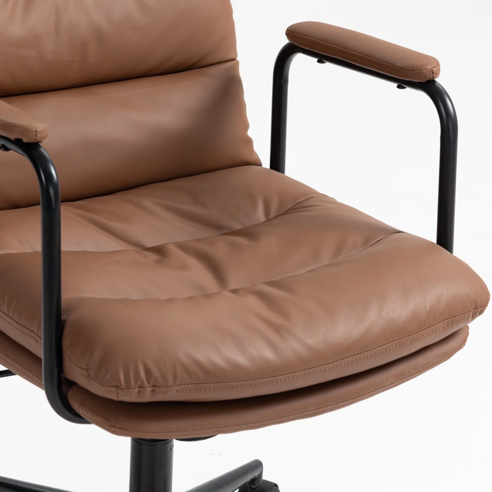 Walker Edison | Brown Ergonomic Faux Leather Desk Rolling Swivel Chair - Image 14