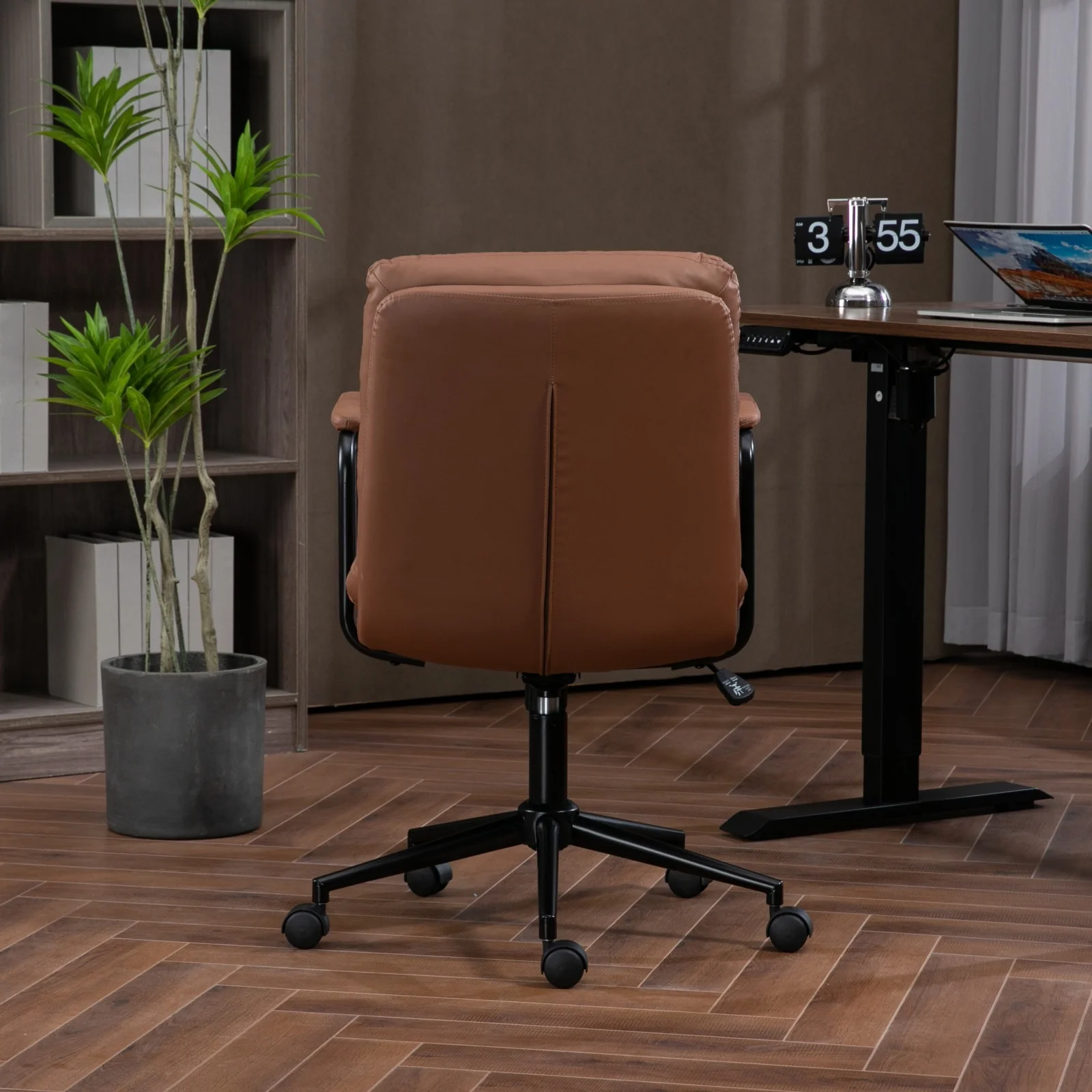 Walker Edison | Brown Ergonomic Faux Leather Desk Rolling Swivel Chair - Image 5