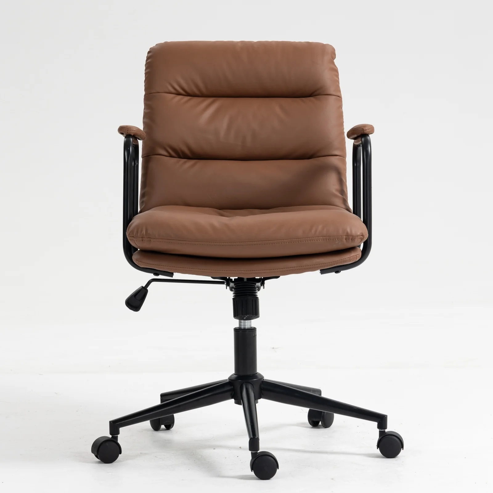 Walker Edison | Brown Ergonomic Faux Leather Desk Rolling Swivel Chair - Image 8