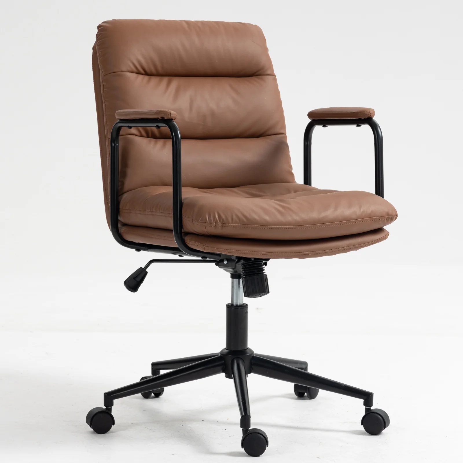 Walker Edison | Brown Ergonomic Faux Leather Desk Rolling Swivel Chair - Image 9