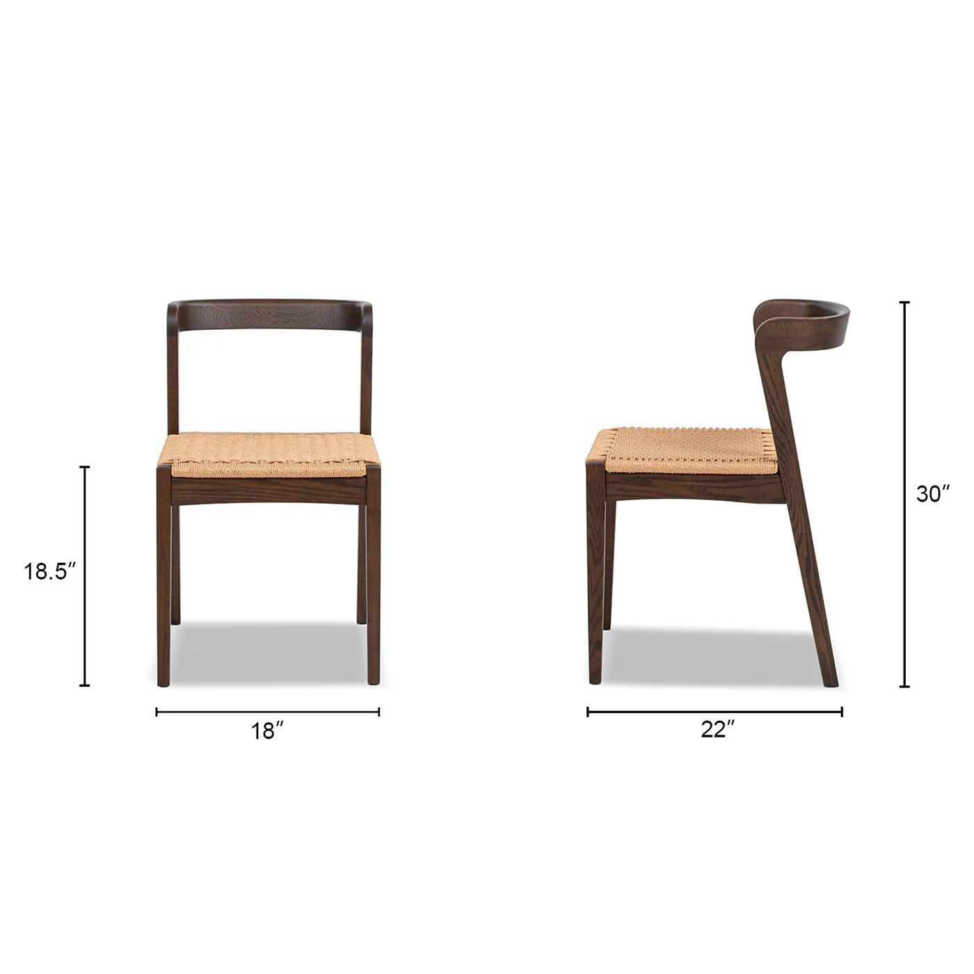 Capri Woven Seat Oak Wood Dining Chair - Image 11