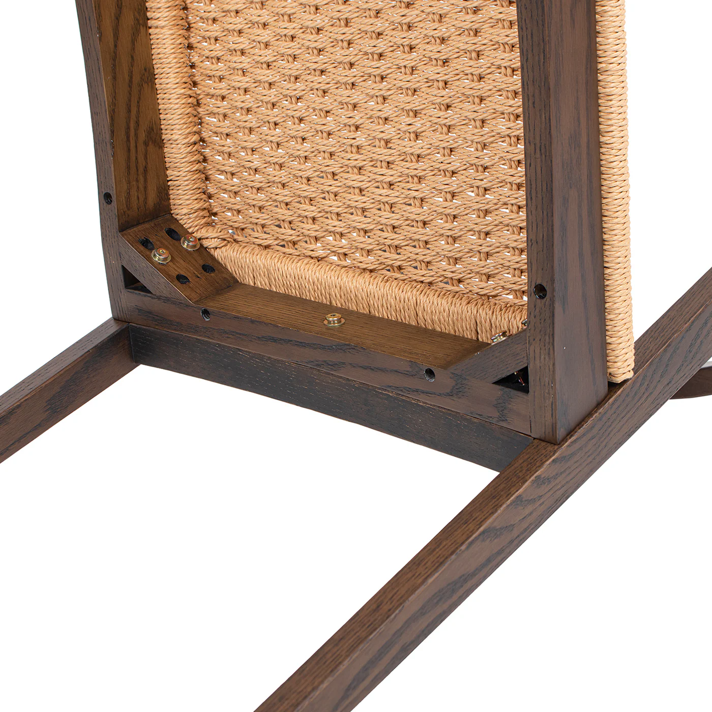 Capri Woven Seat Oak Wood Dining Chair - Image 14
