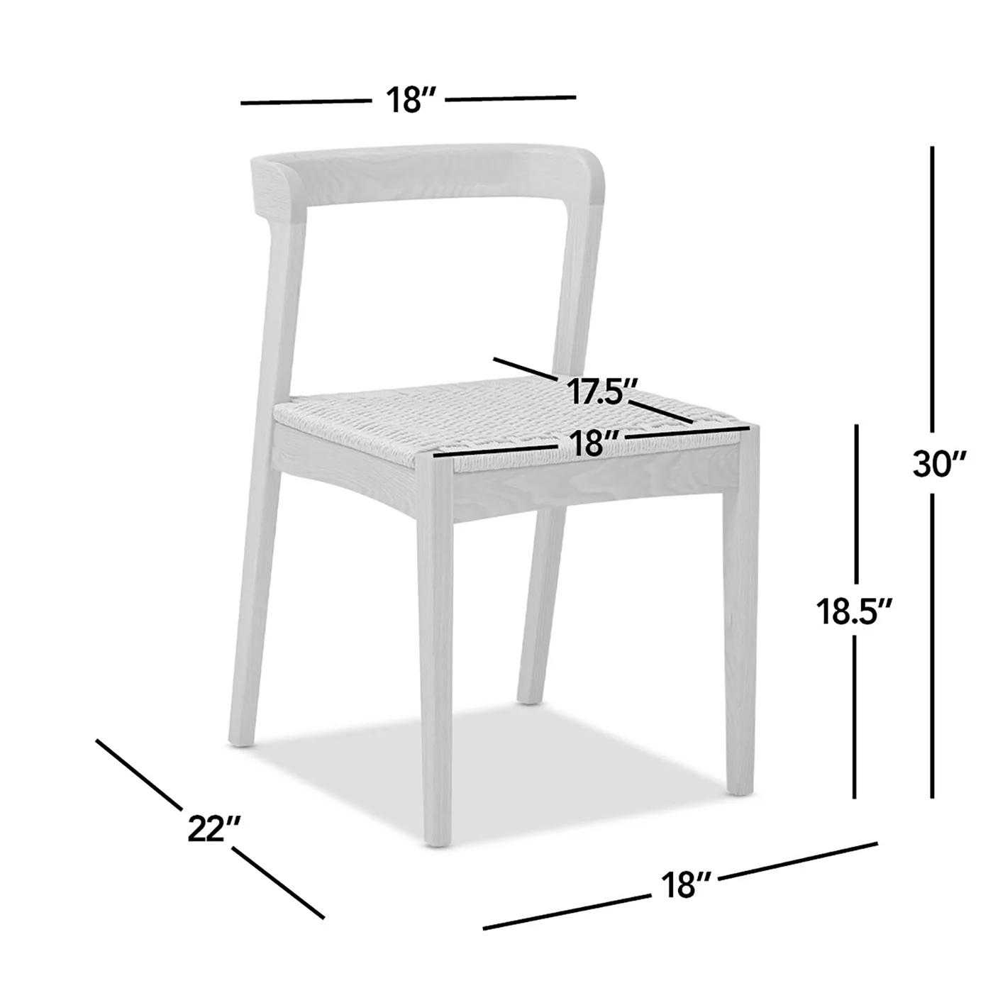Capri Woven Seat Oak Wood Dining Chair - Image 16