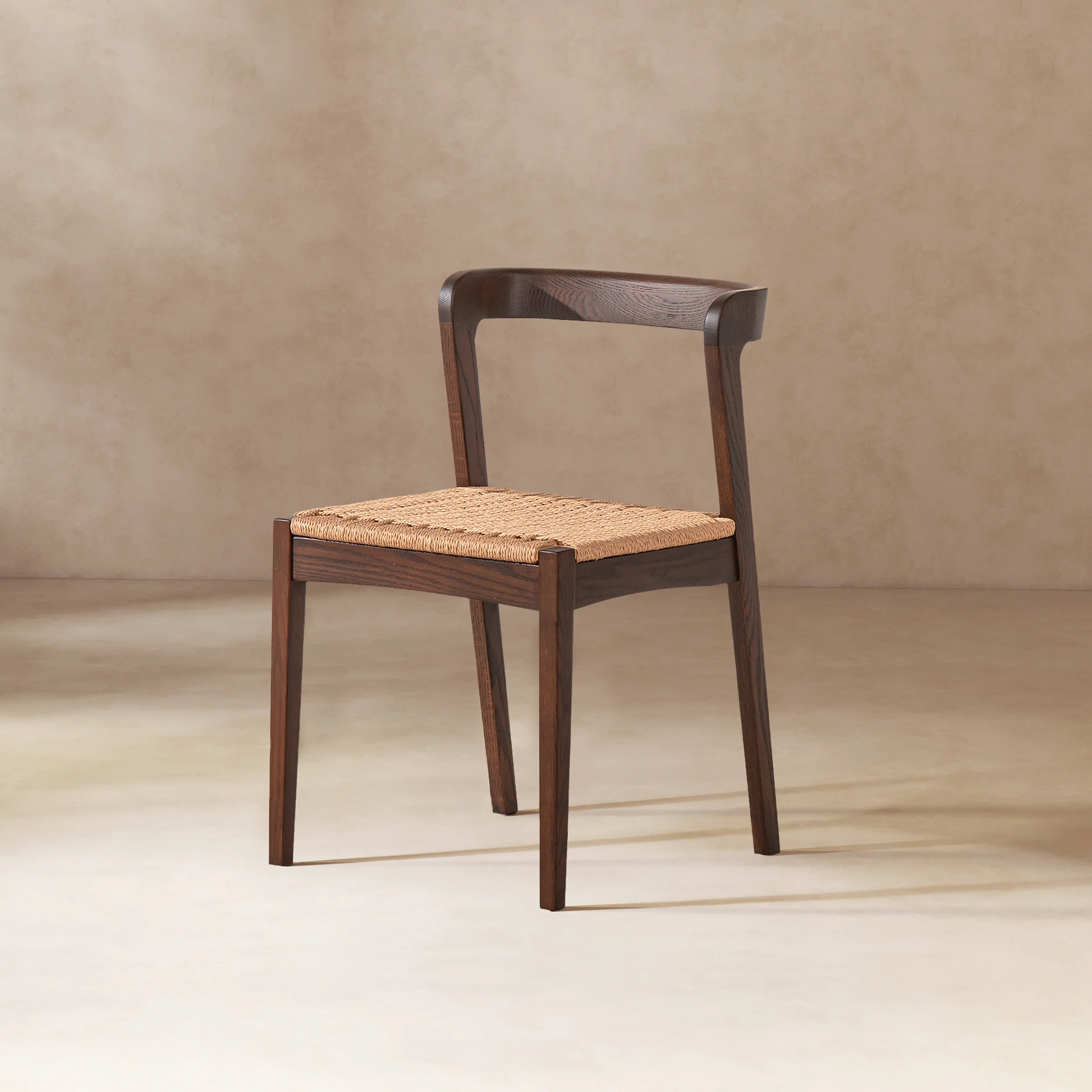 Capri Woven Seat Oak Wood Dining Chair - Image 3