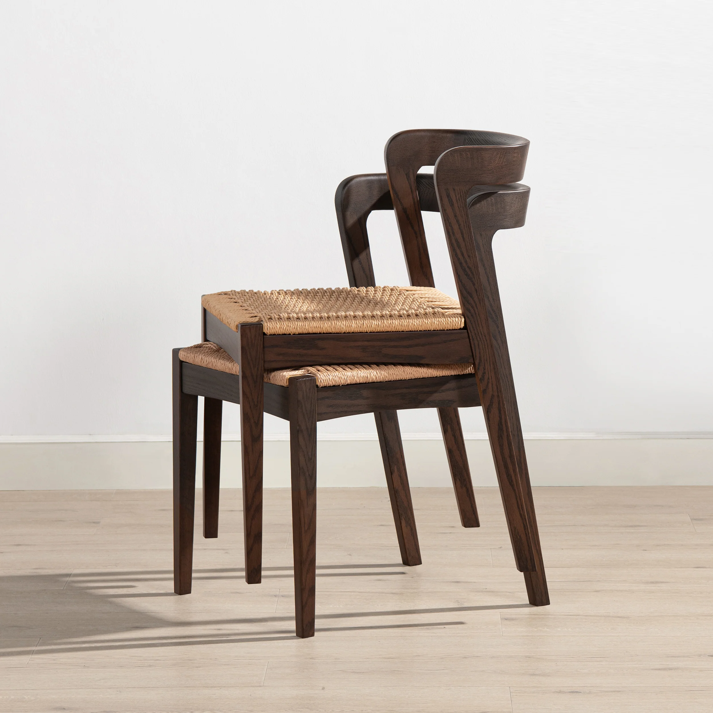Capri Woven Seat Oak Wood Dining Chair - Image 4