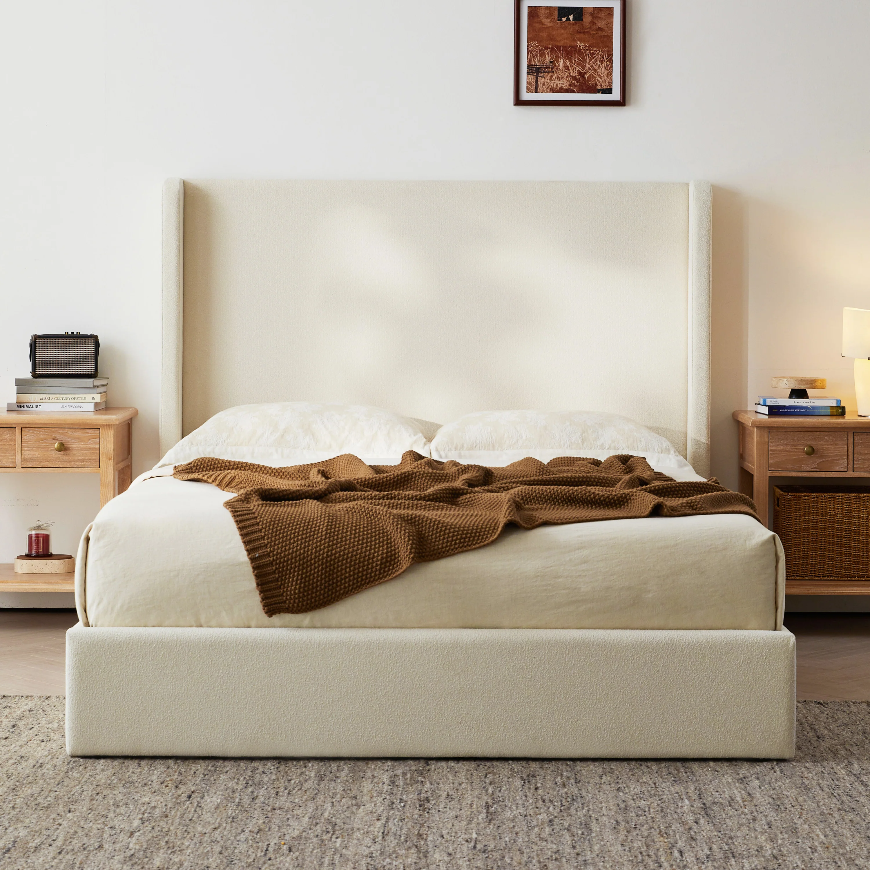 Carmen 52.3' Upholstered Wingback King Bedframe