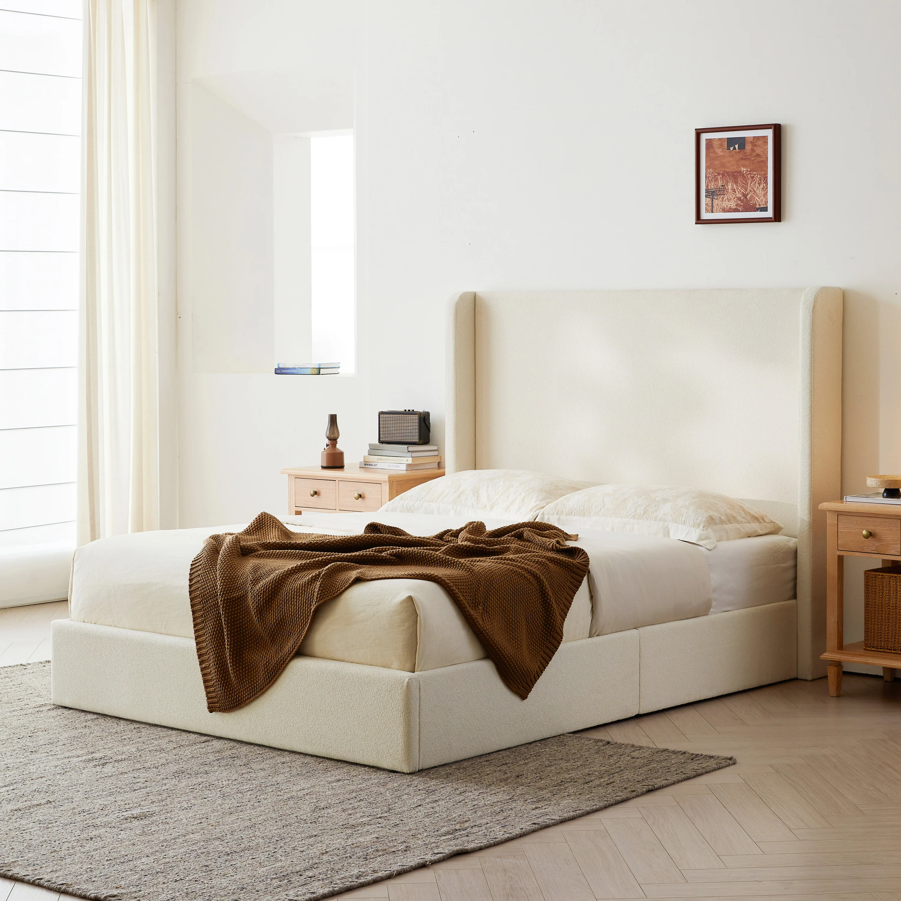 Carmen 52.3' Upholstered Wingback King Bedframe - Image 2