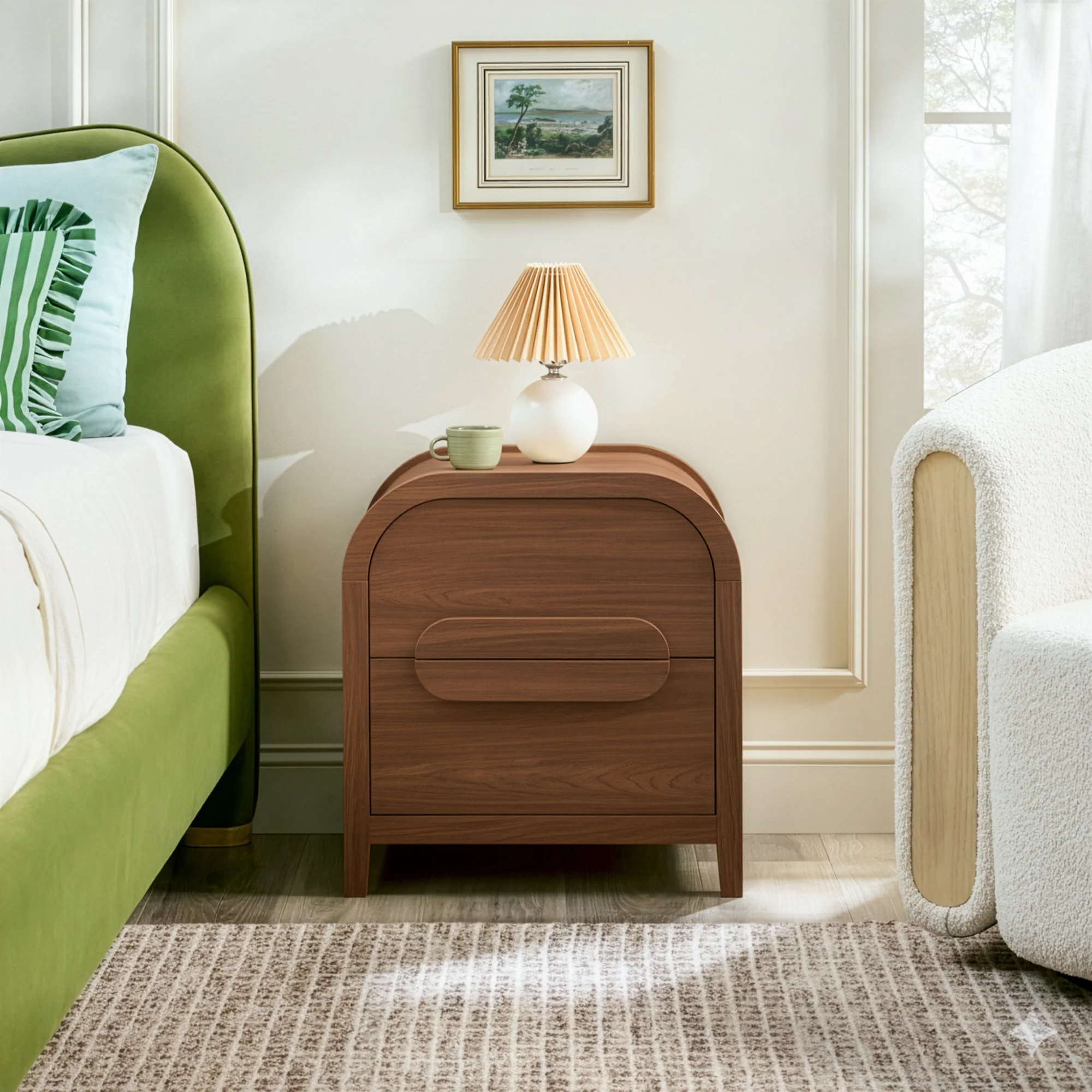 Chantelle Modern Curve Design 2-Drawer Nightstand - Image 2