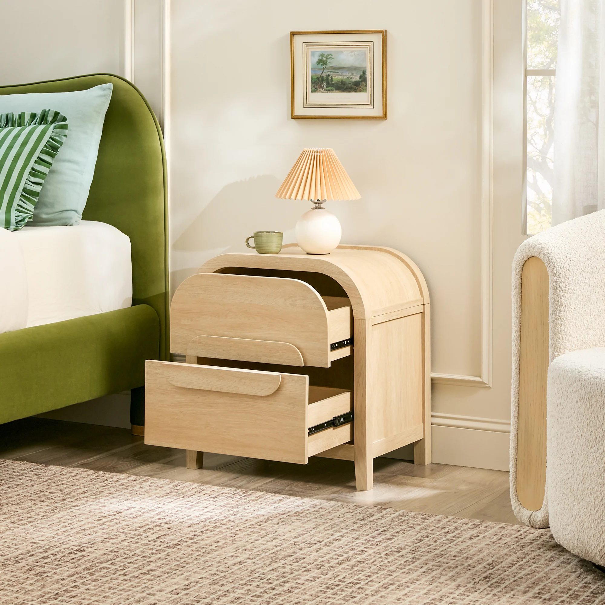 Chantelle Modern Curve Design 2-Drawer Nightstand - Image 4