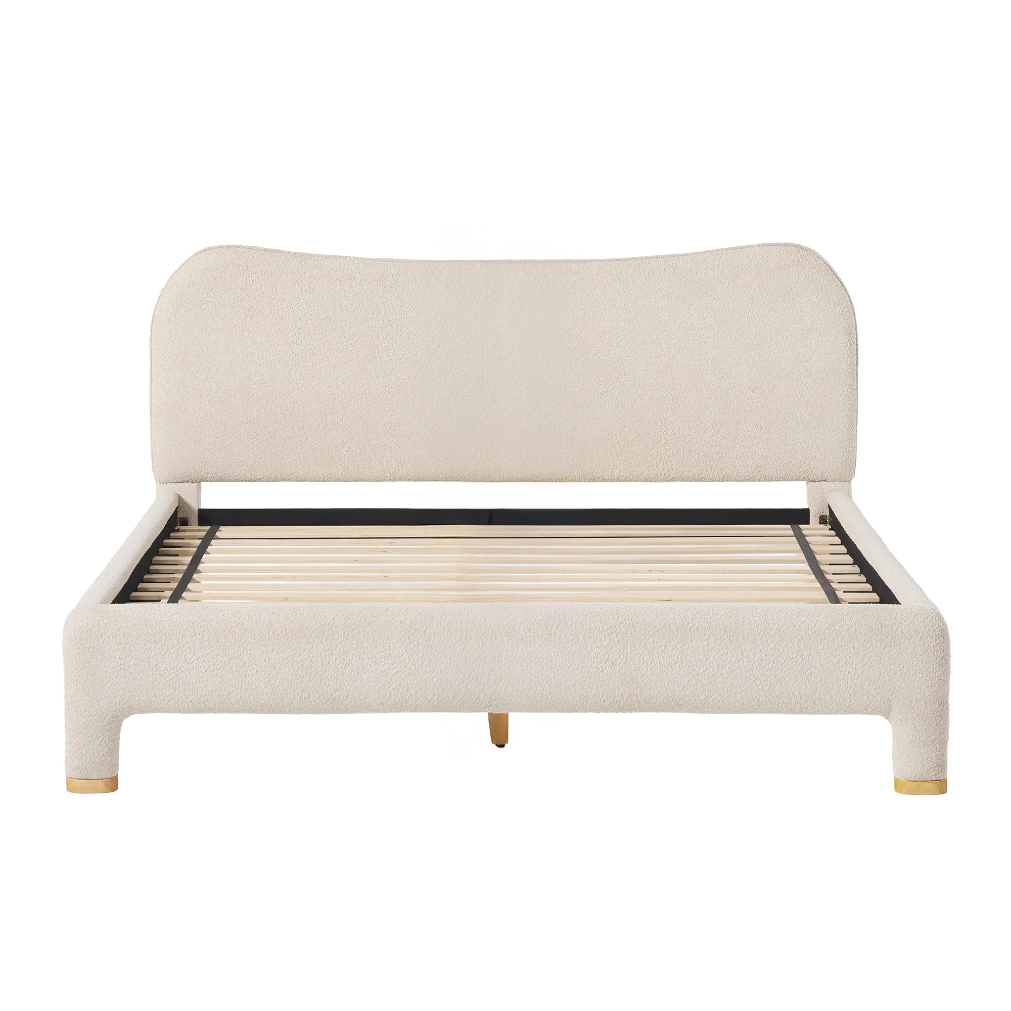 Chantelle Modern Curved Boucle Upholstered Bedframe - Image 10